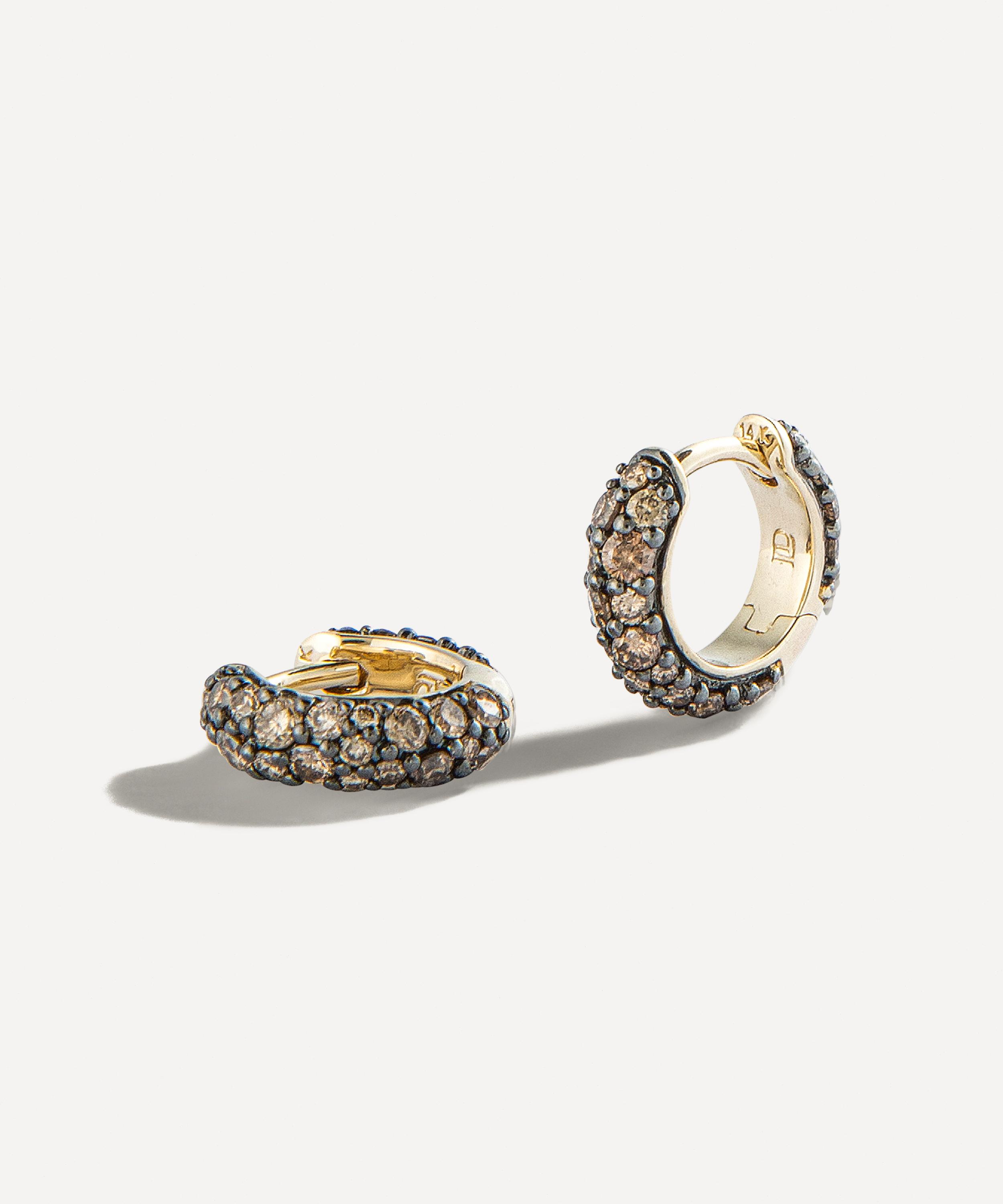 Lucy Delius 14ct Gold Cognac Diamond Chubby Huggie Hoop Earrings In Metallic