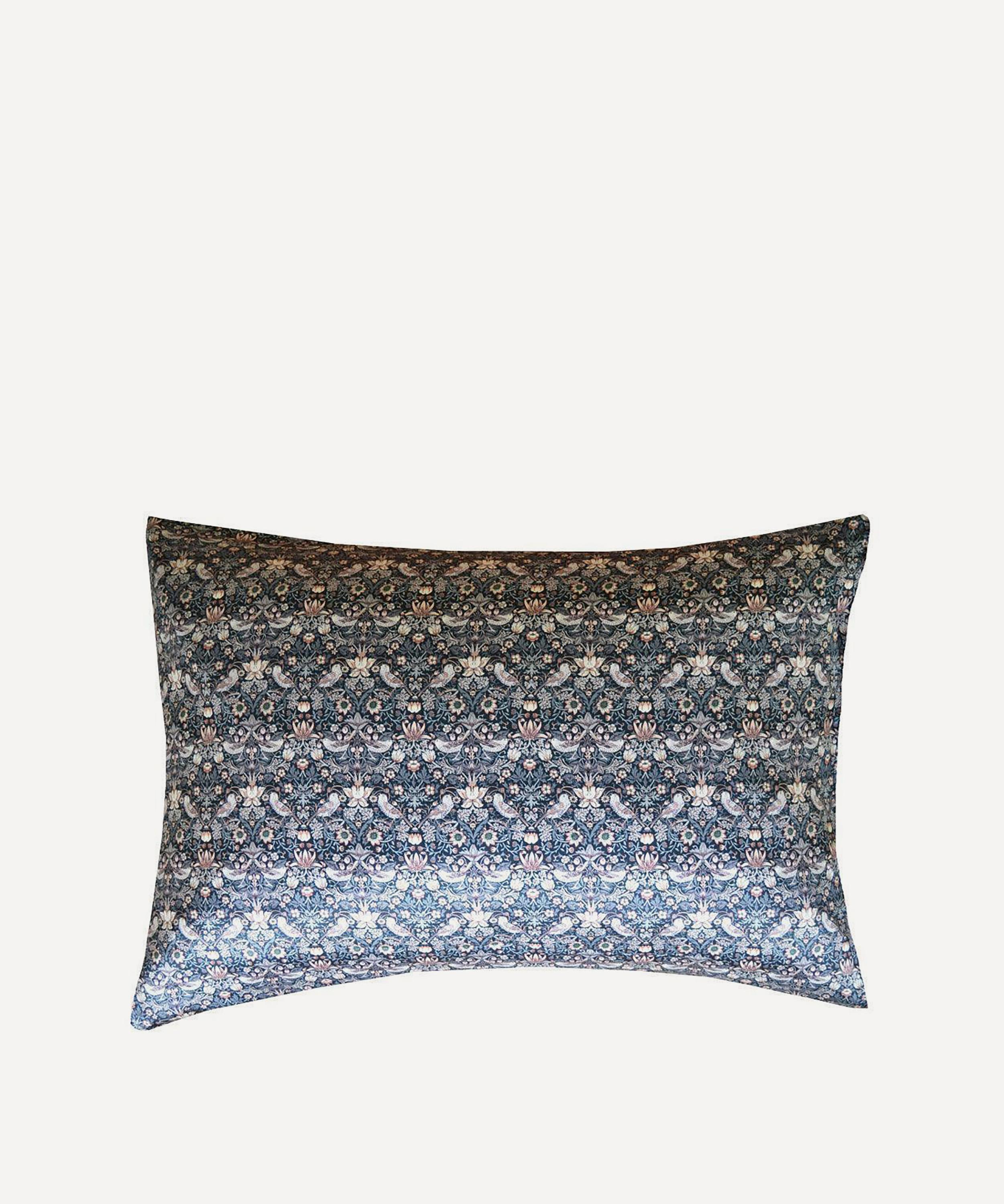 Coco & Wolf Strawberry Thief Grey Silk Pillowcase In Gray