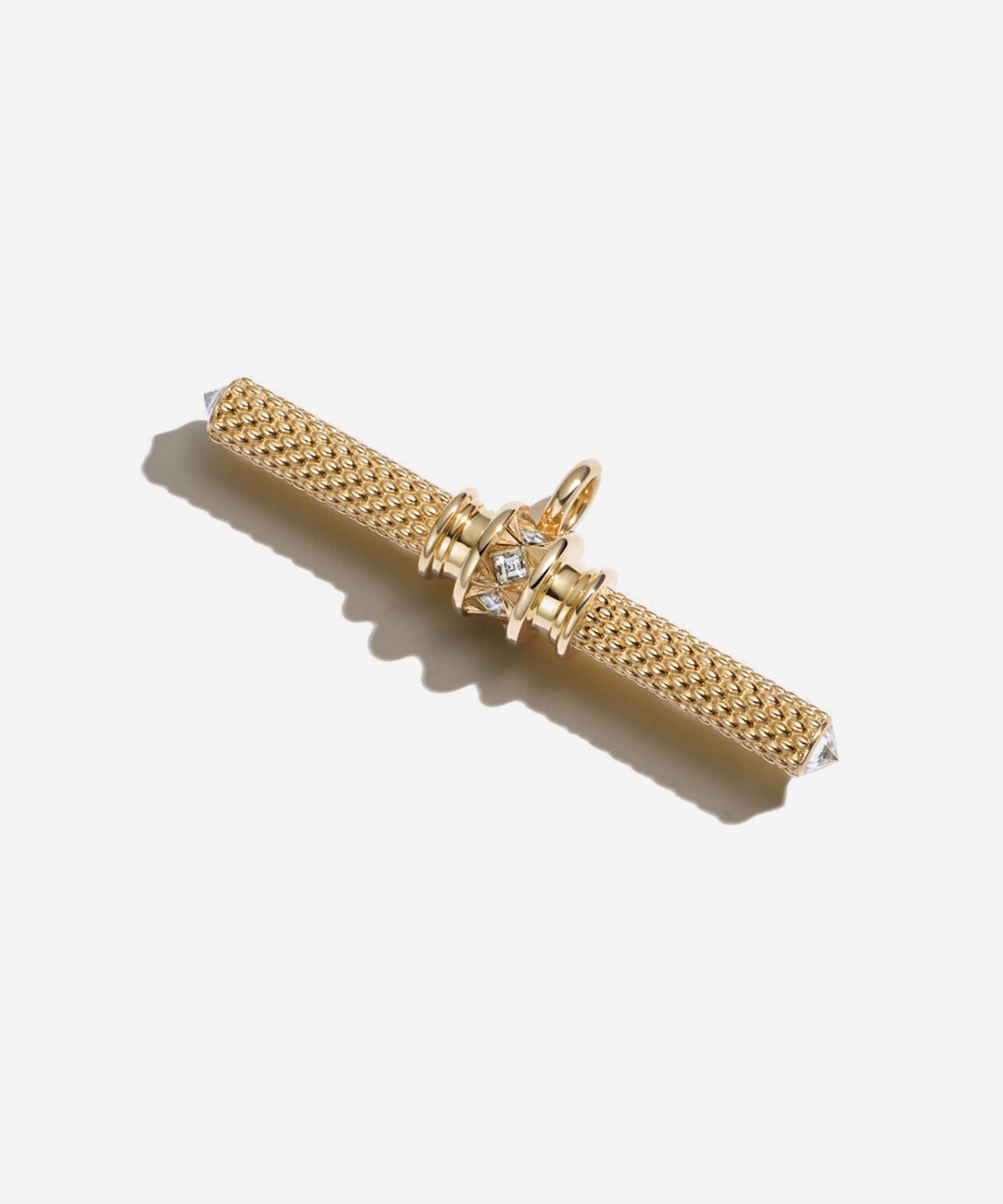 Lucy Delius 14ct Gold Diamond Buchanan T-bar Pendant In Gold
