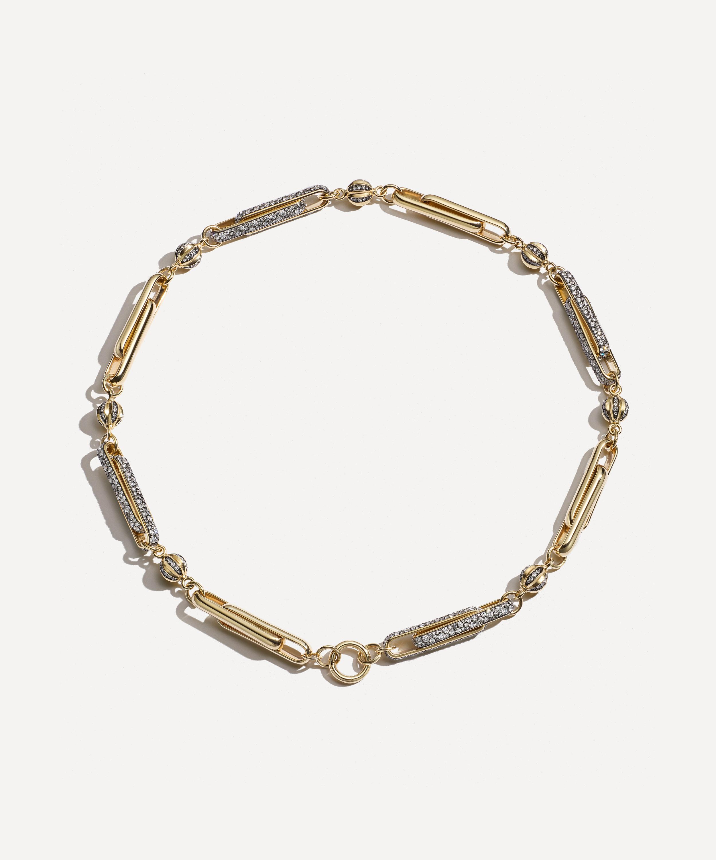 Lucy Delius 14ct Gold Diamond Switch Stirrup Chain Necklace In Gold