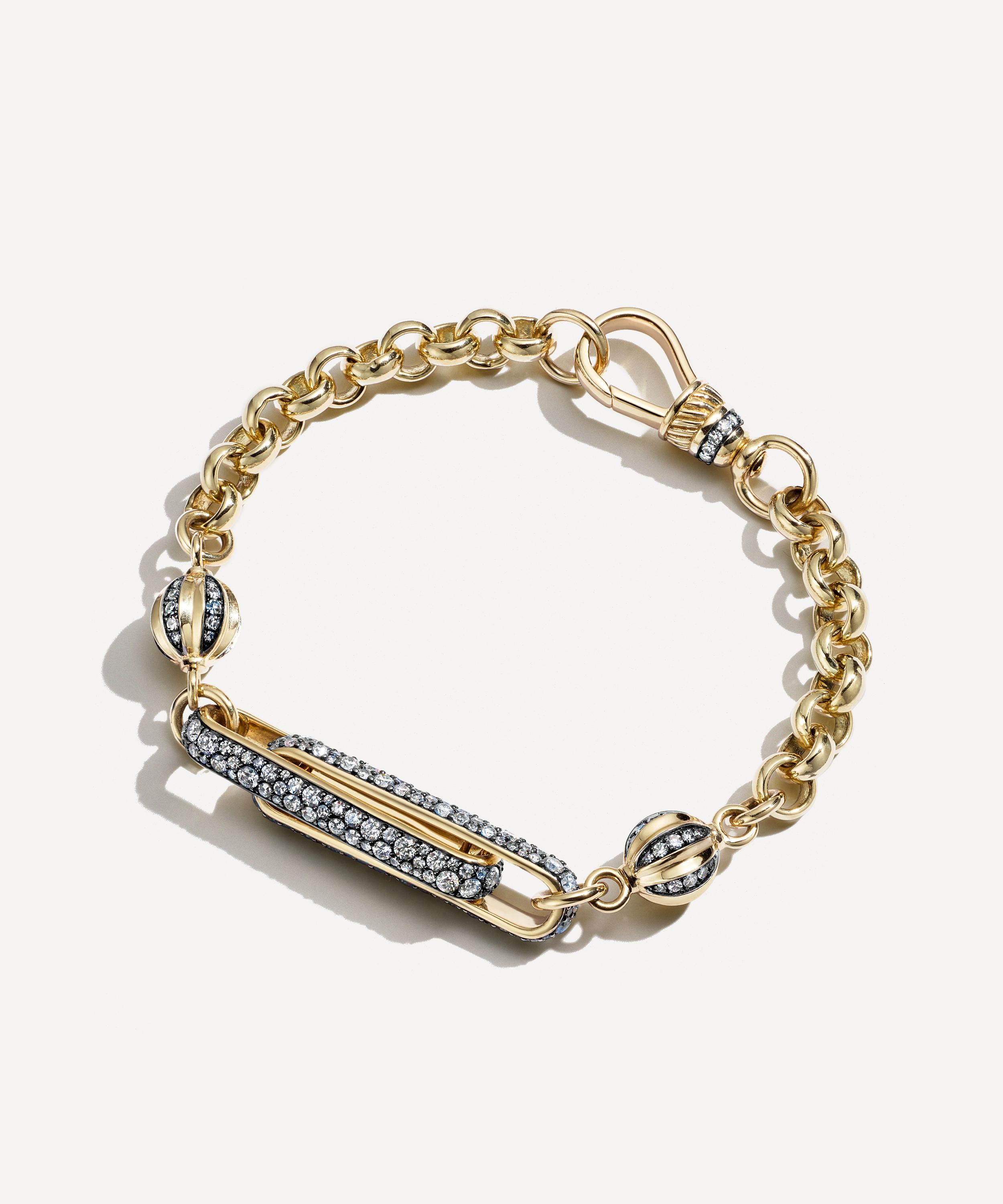 Lucy Delius 14ct Gold Diamond Stirrup Chain Bracelet In Gold