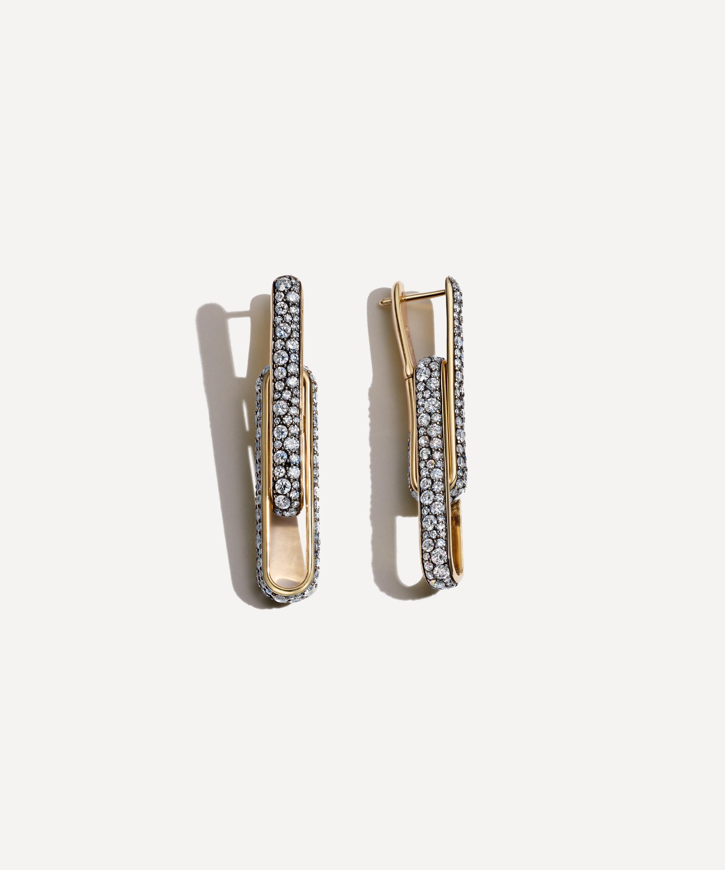 Lucy Delius 14ct Gold Diamond Stirrup Drop Earrings In Gold
