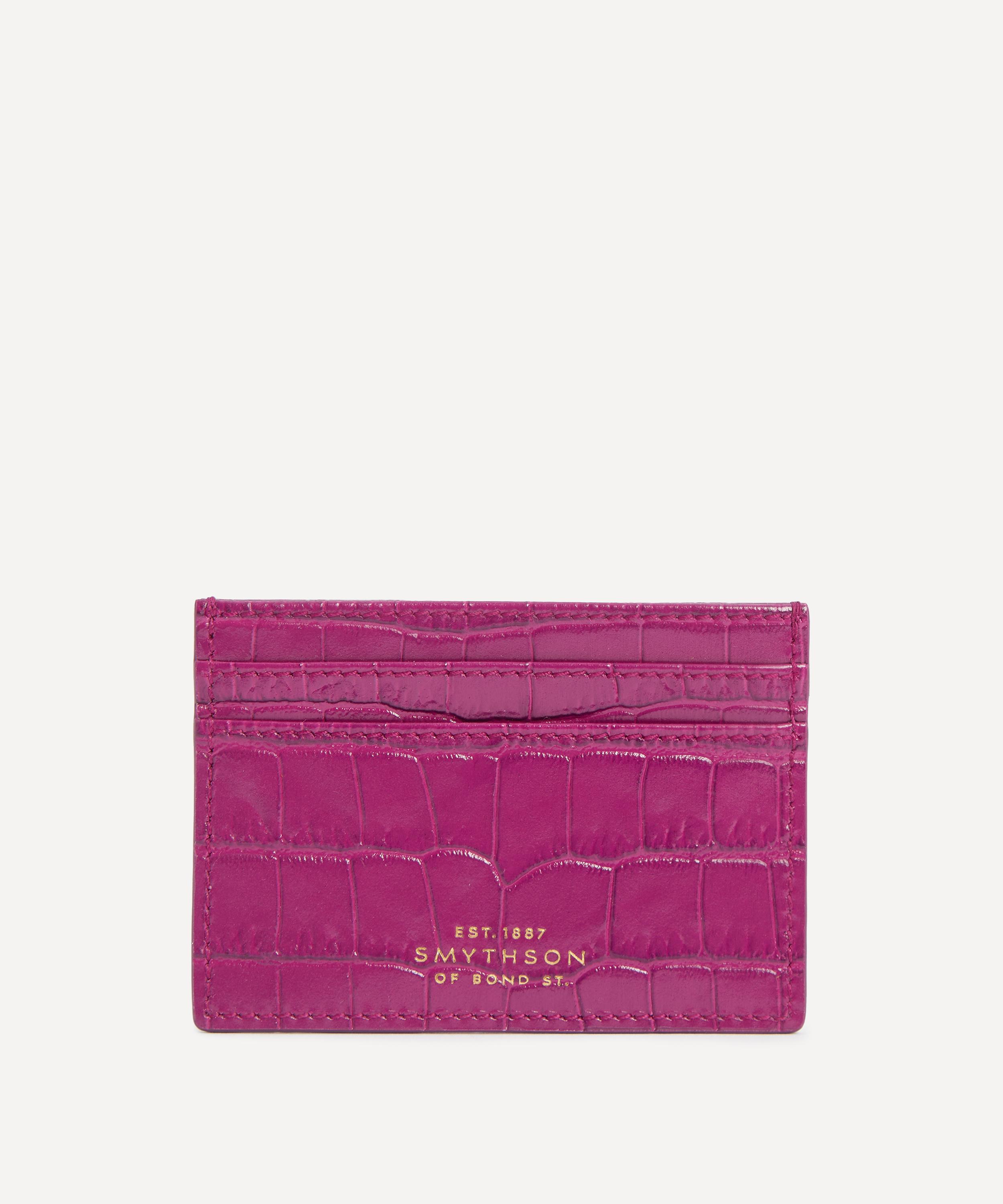 Smythson Women's Mara Croc-embossed Leather Cardholder In Purple