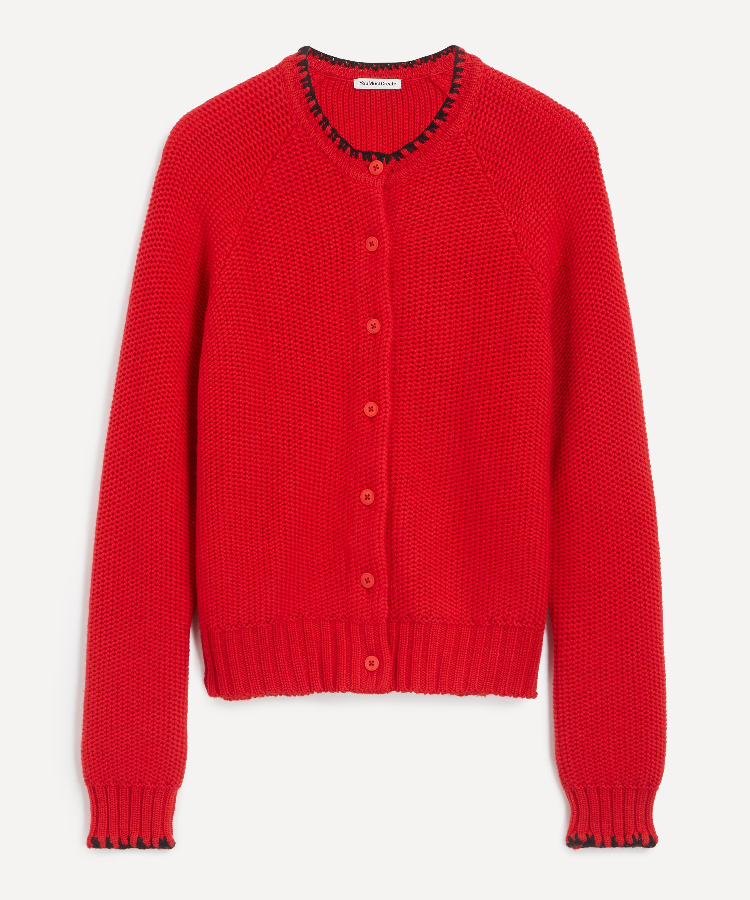 Ymc You Must Create Ymc Women's Red Lotus Lambswool Cardigan In Black