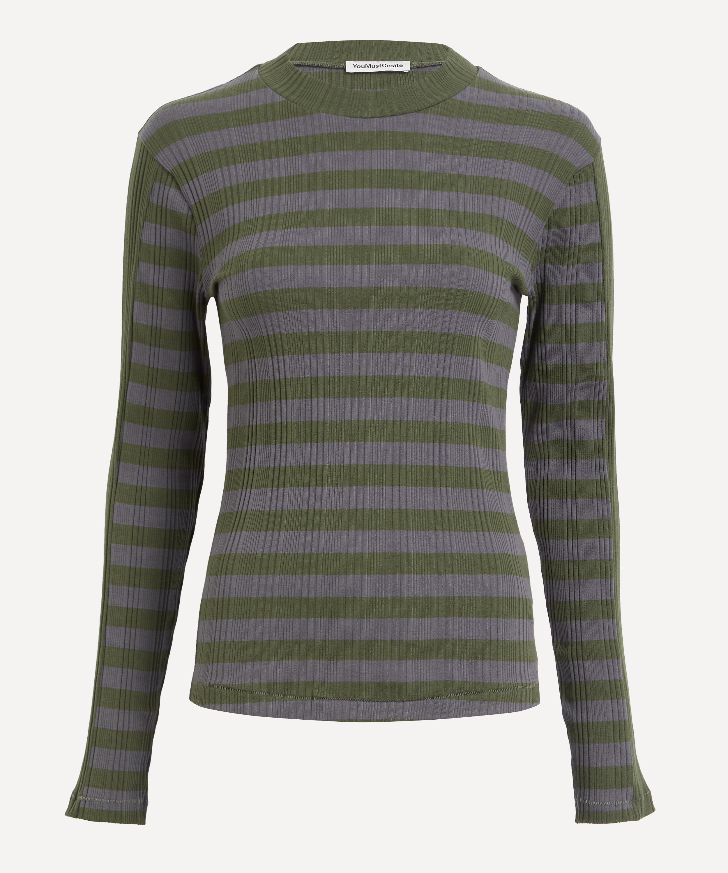 Ymc You Must Create Ymc Women's High Rains Multi-stripe Top In Gray