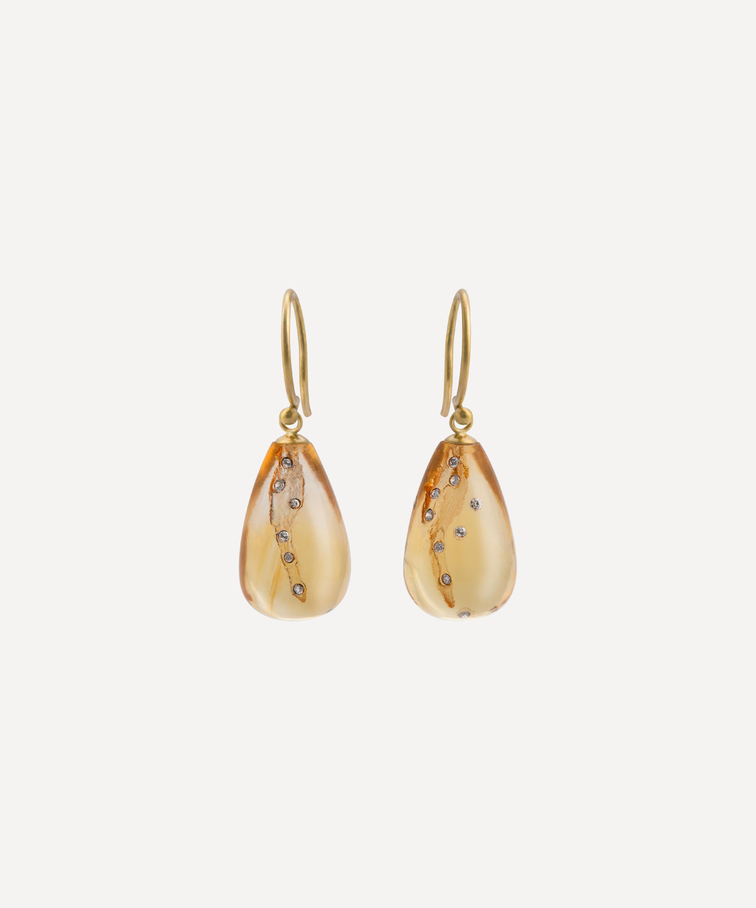 Jacqueline Cullen Citrine Mini Disintegrating Drop Earrings In Yellow