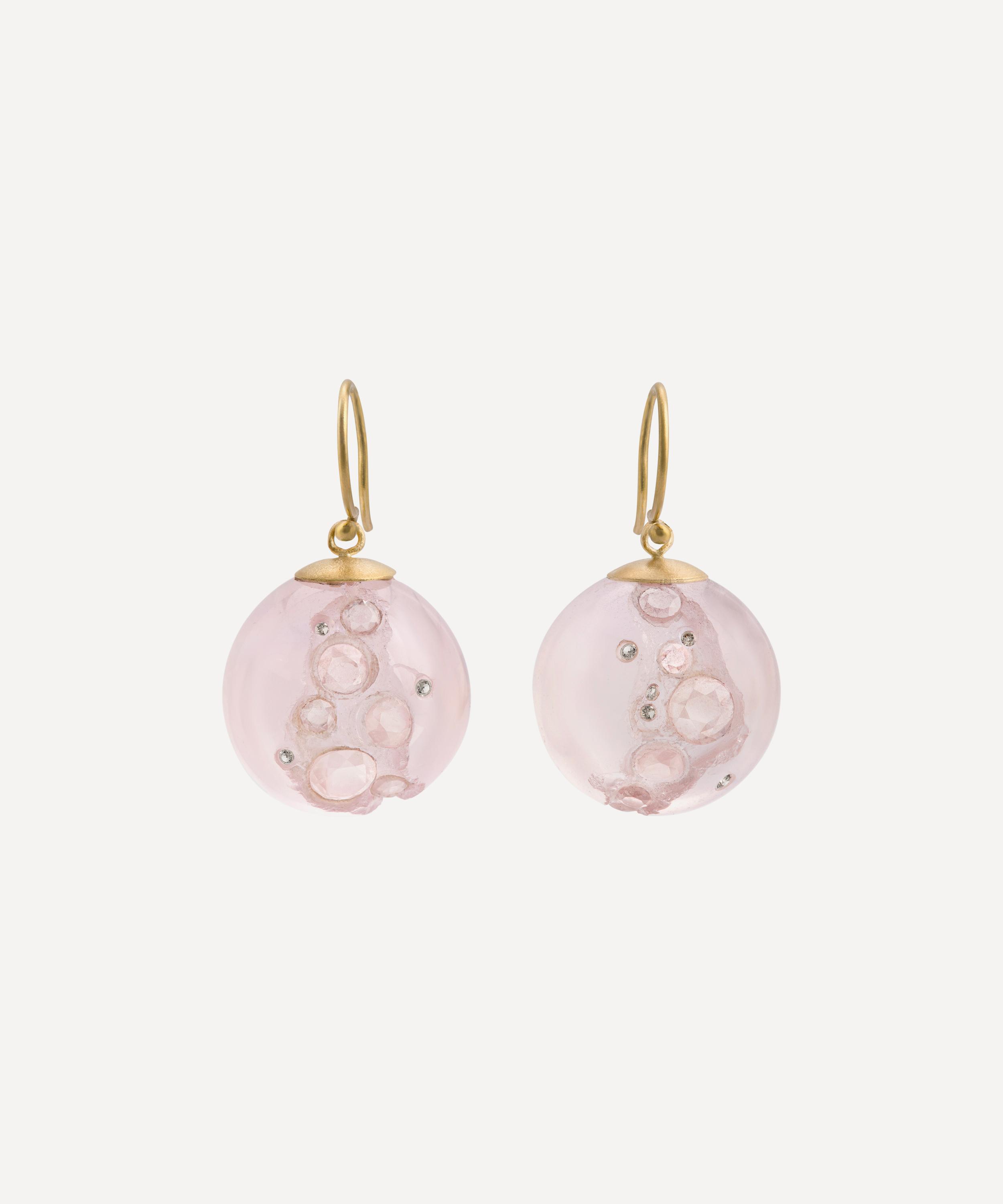 Jacqueline Cullen Rose Quartz Aurora Sphere Earrings In Pink