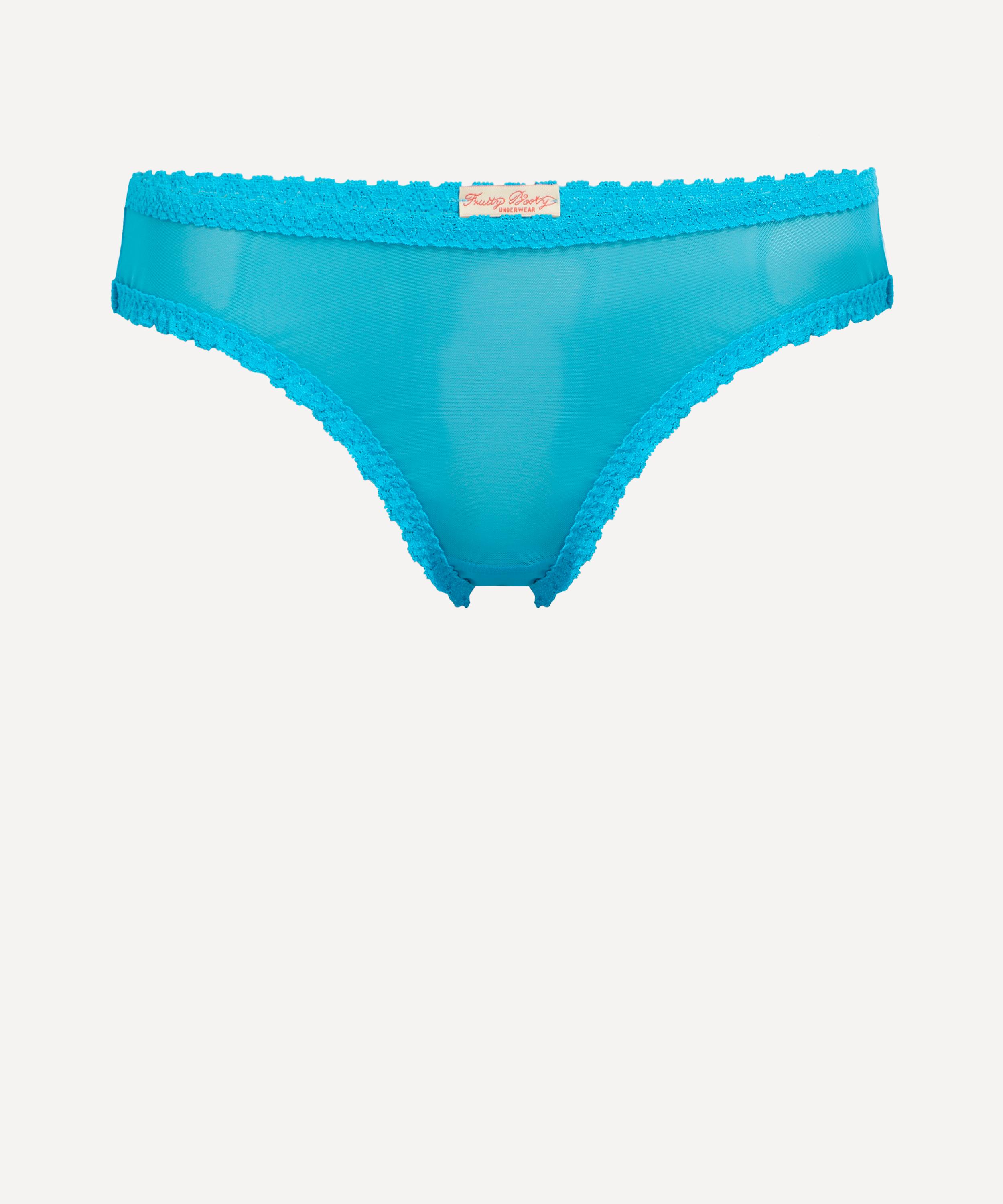 Fruity Booty Women's Aqua Moss Mesh Briefs In Blue