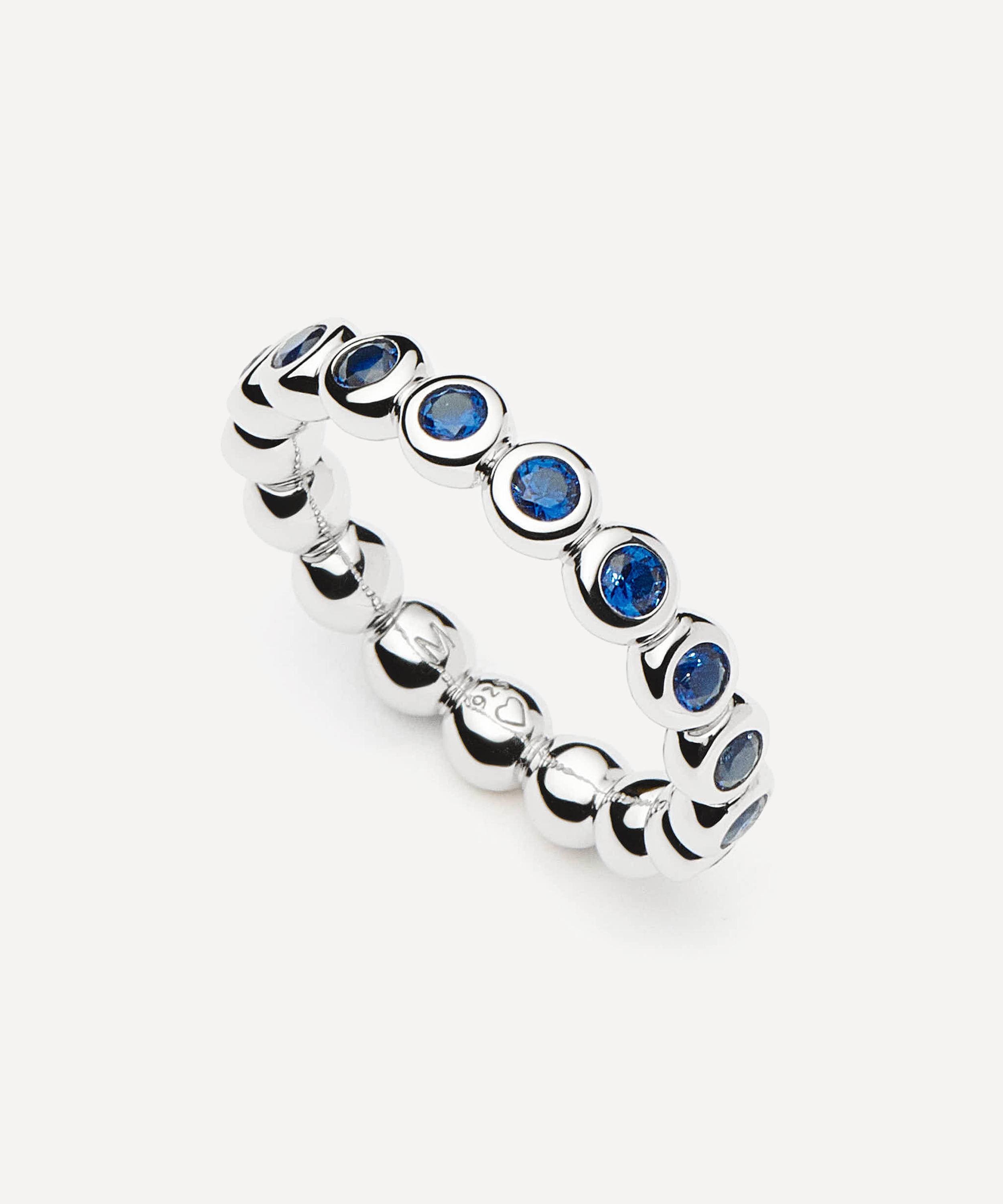 Missoma Rhodium-plated Tennis Stacking Ring In Blue