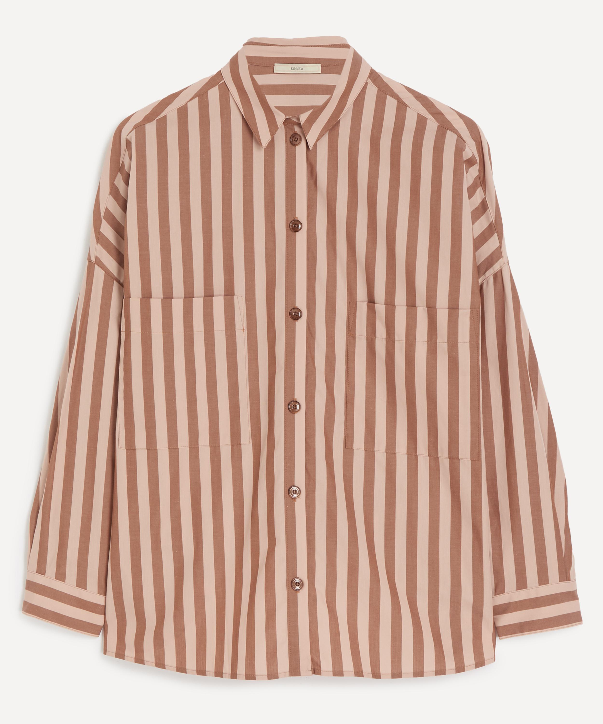 Sessun Women's Fontania Oversized Striped Shirt In Brown