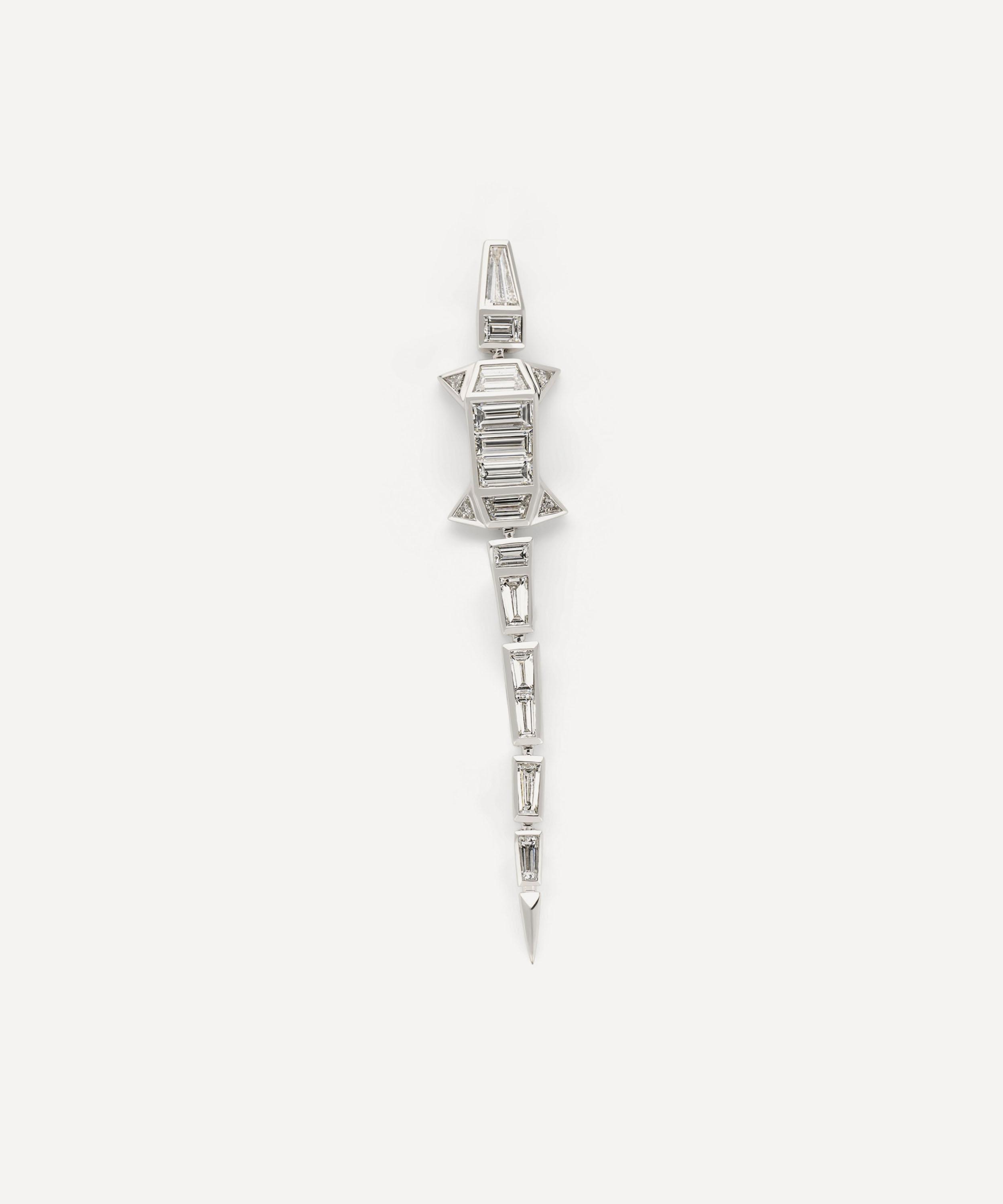 Bibi Van Der Velden 18ct White Gold Diamond Alligator Extra Long Drop Earring In Gold