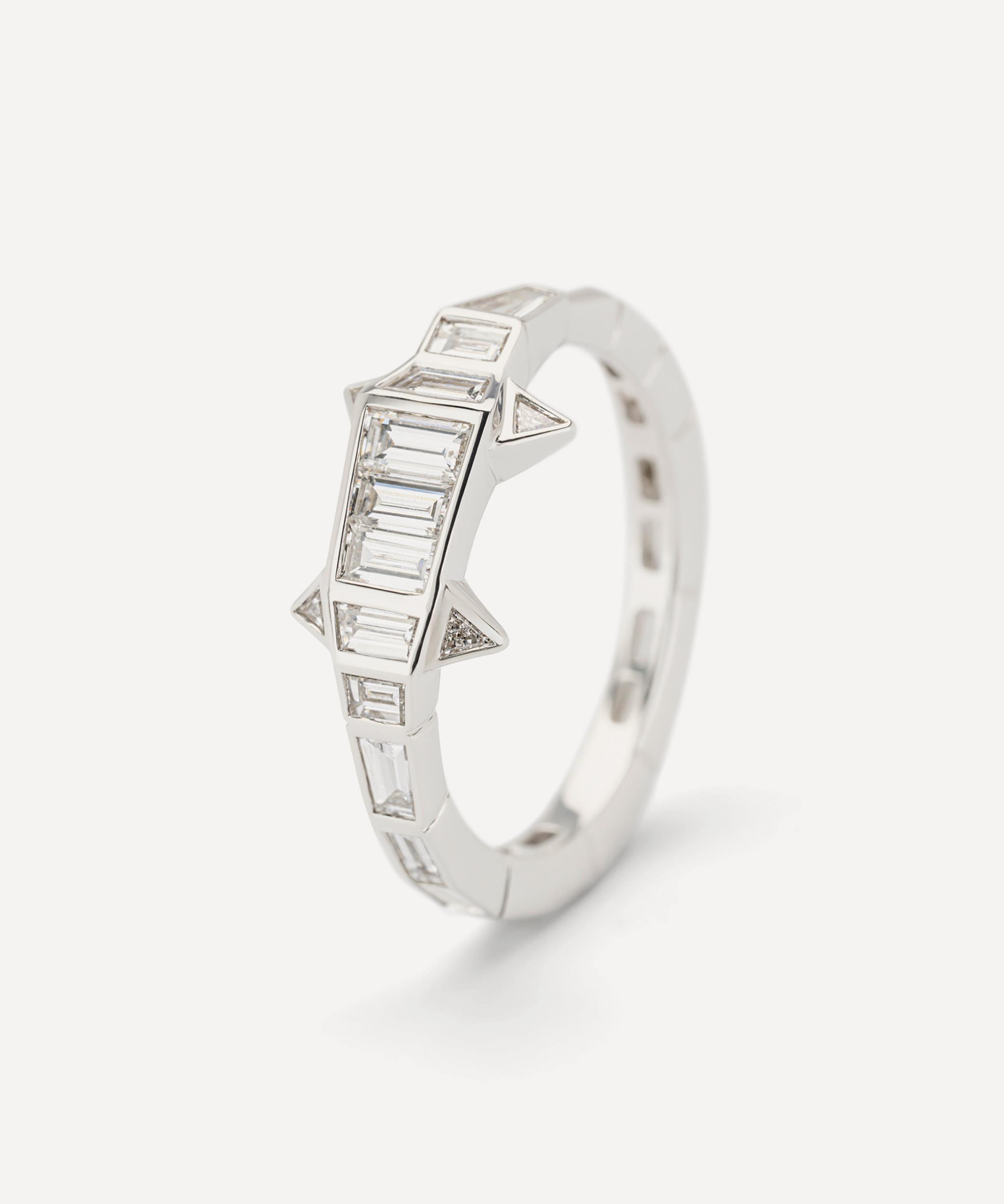Bibi Van Der Velden 18ct White Gold Diamond Alligator Ring In Gold