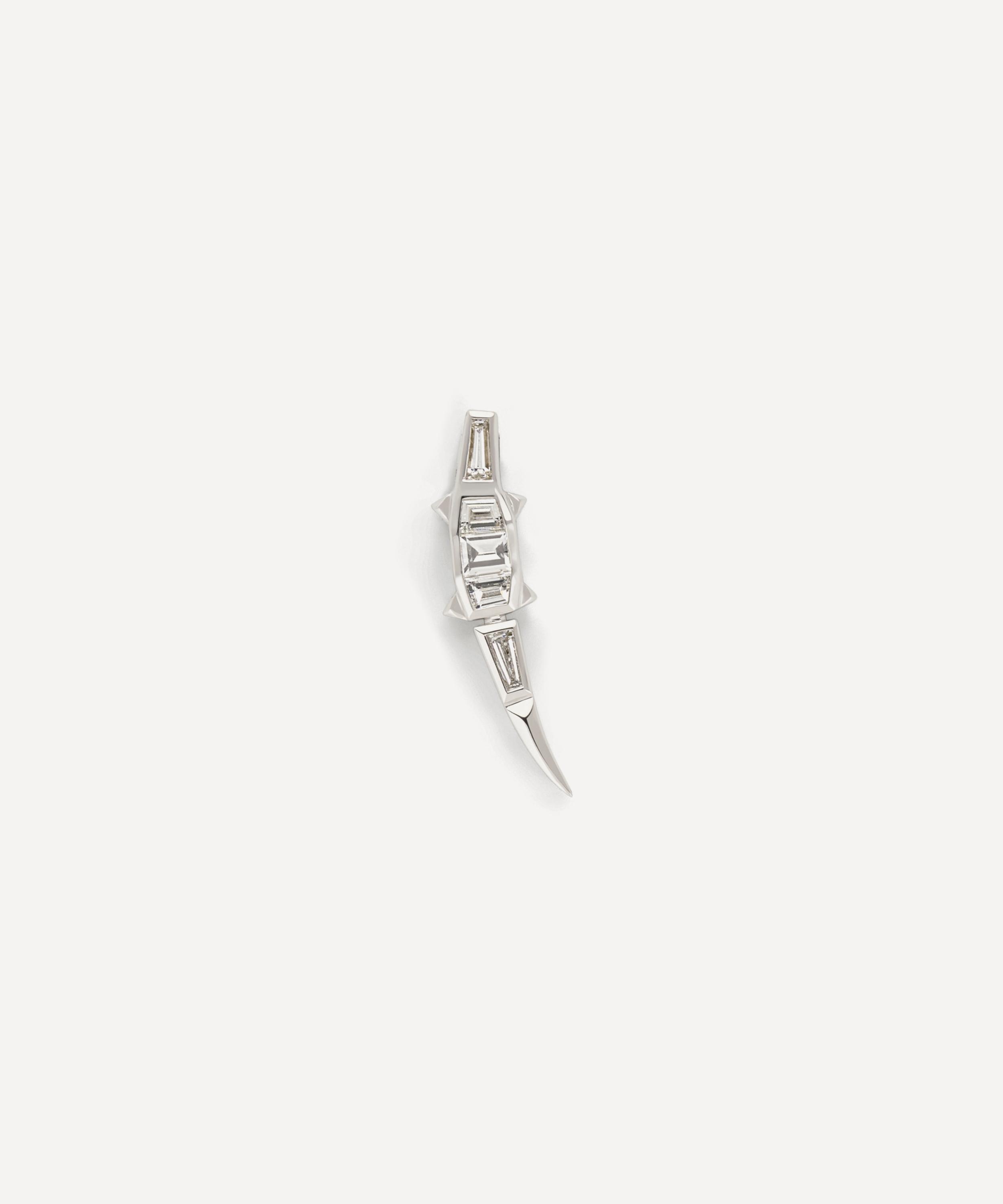 Bibi Van Der Velden 18ct White Gold Diamond Alligator Ear Climber Earring Left In Metallic
