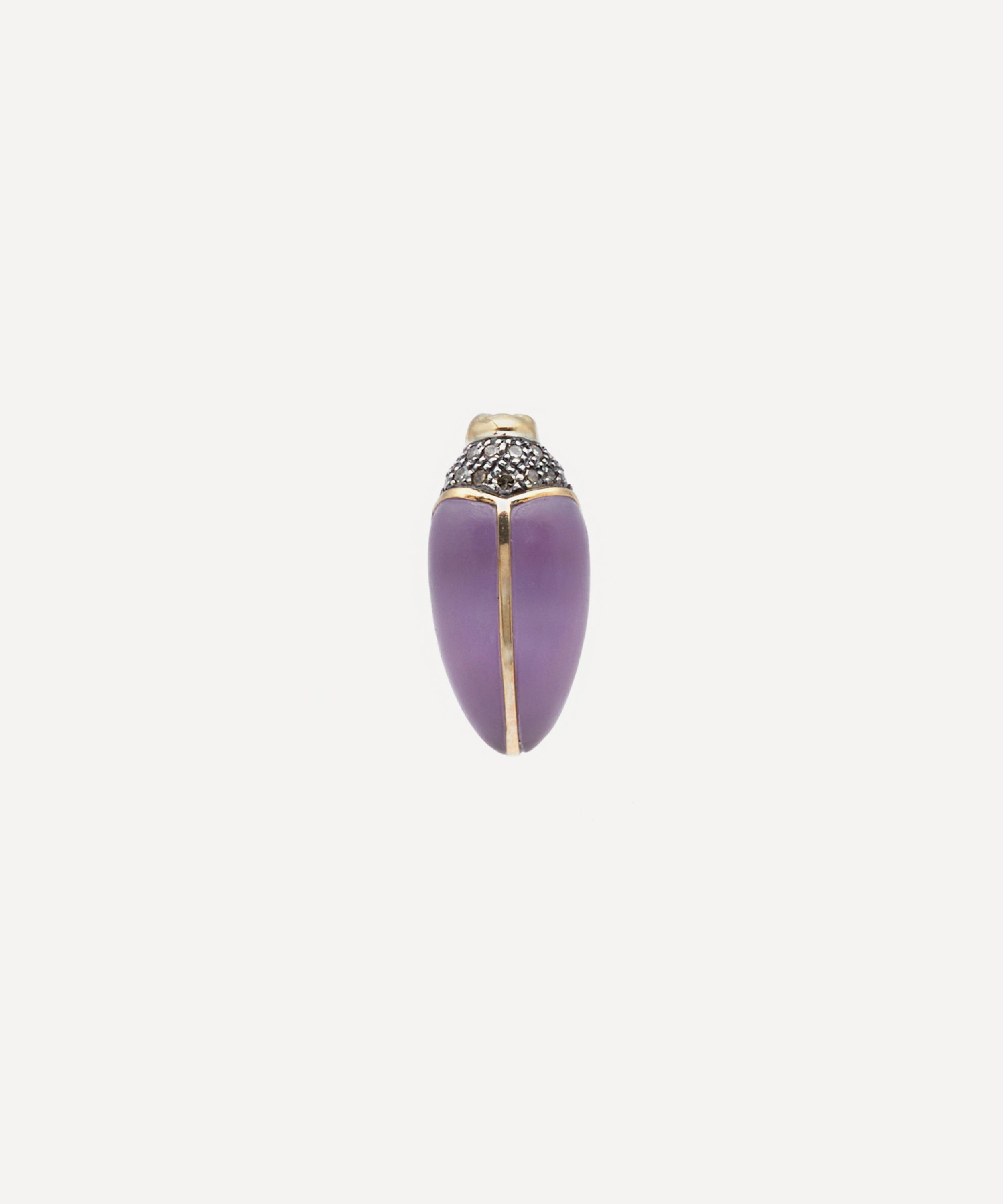 Bibi Van Der Velden 18ct Gold Mini Scarab Amethyst Stud Earring In Multi