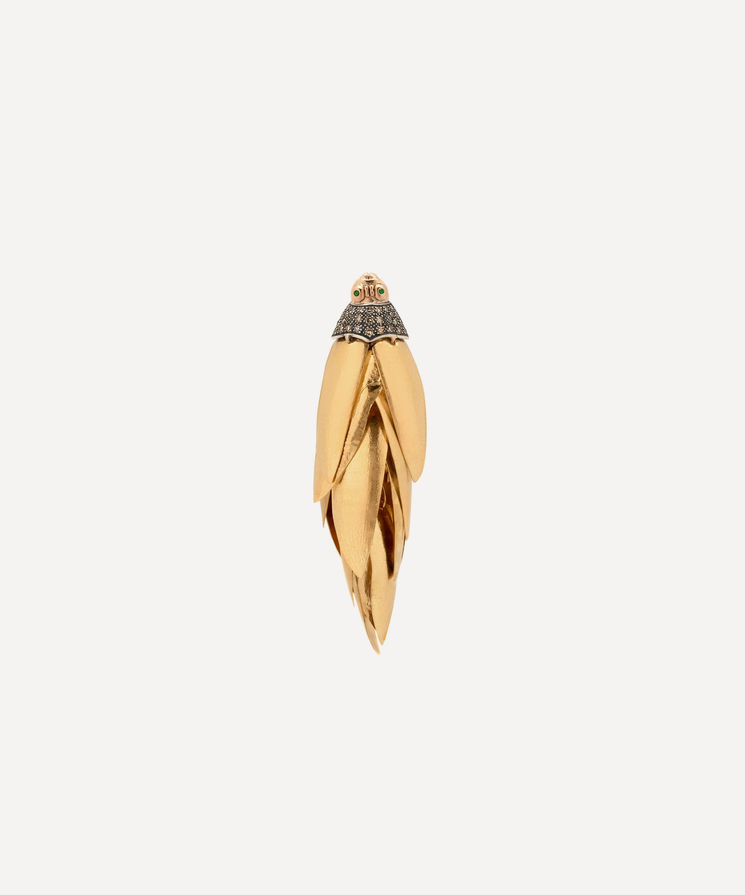 Bibi Van Der Velden 18ct Gold Scarab Bunch Drop Earring In Gold
