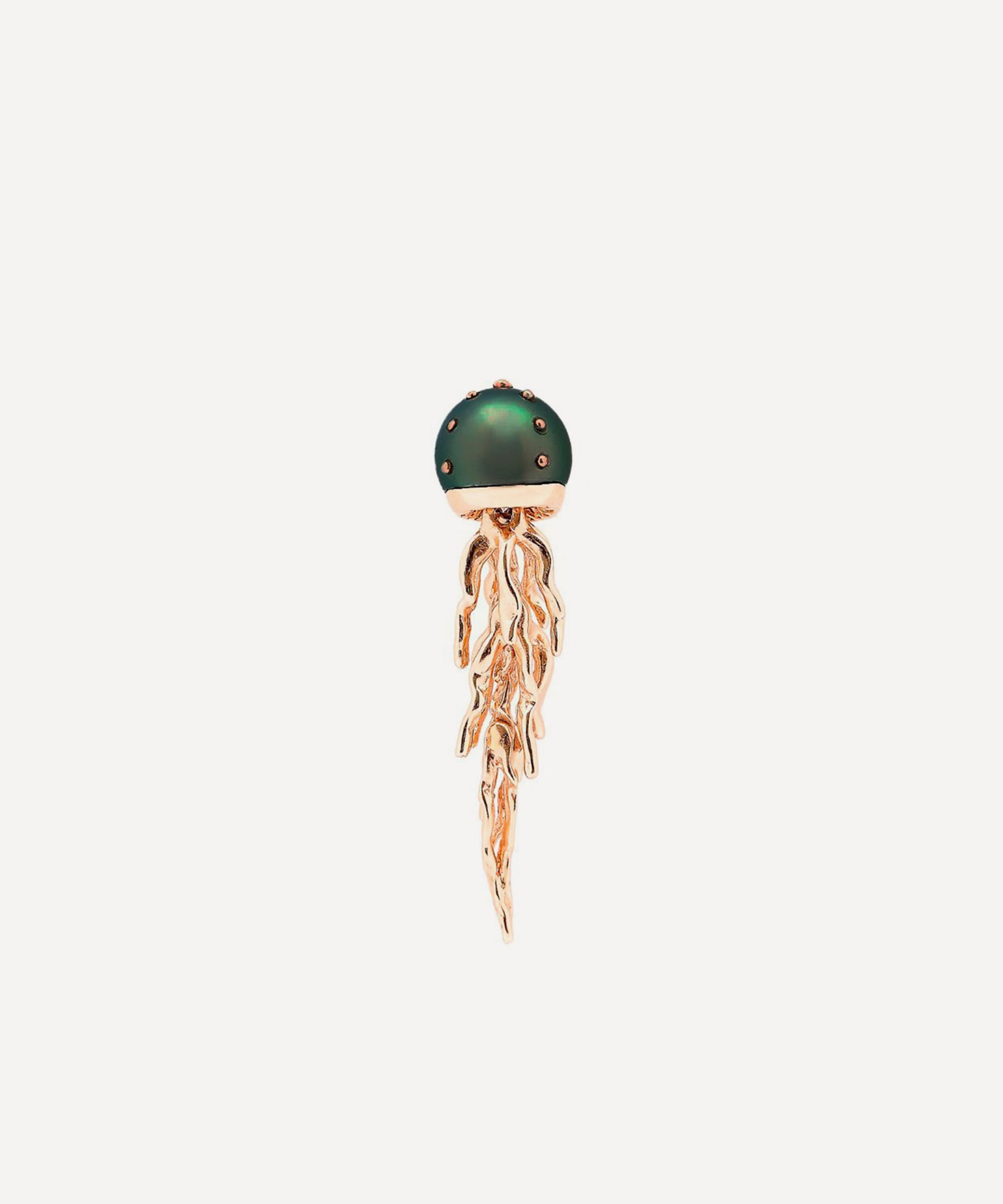 18ct Rose Gold Jellyfish Tahitian Pearl Drop Earring