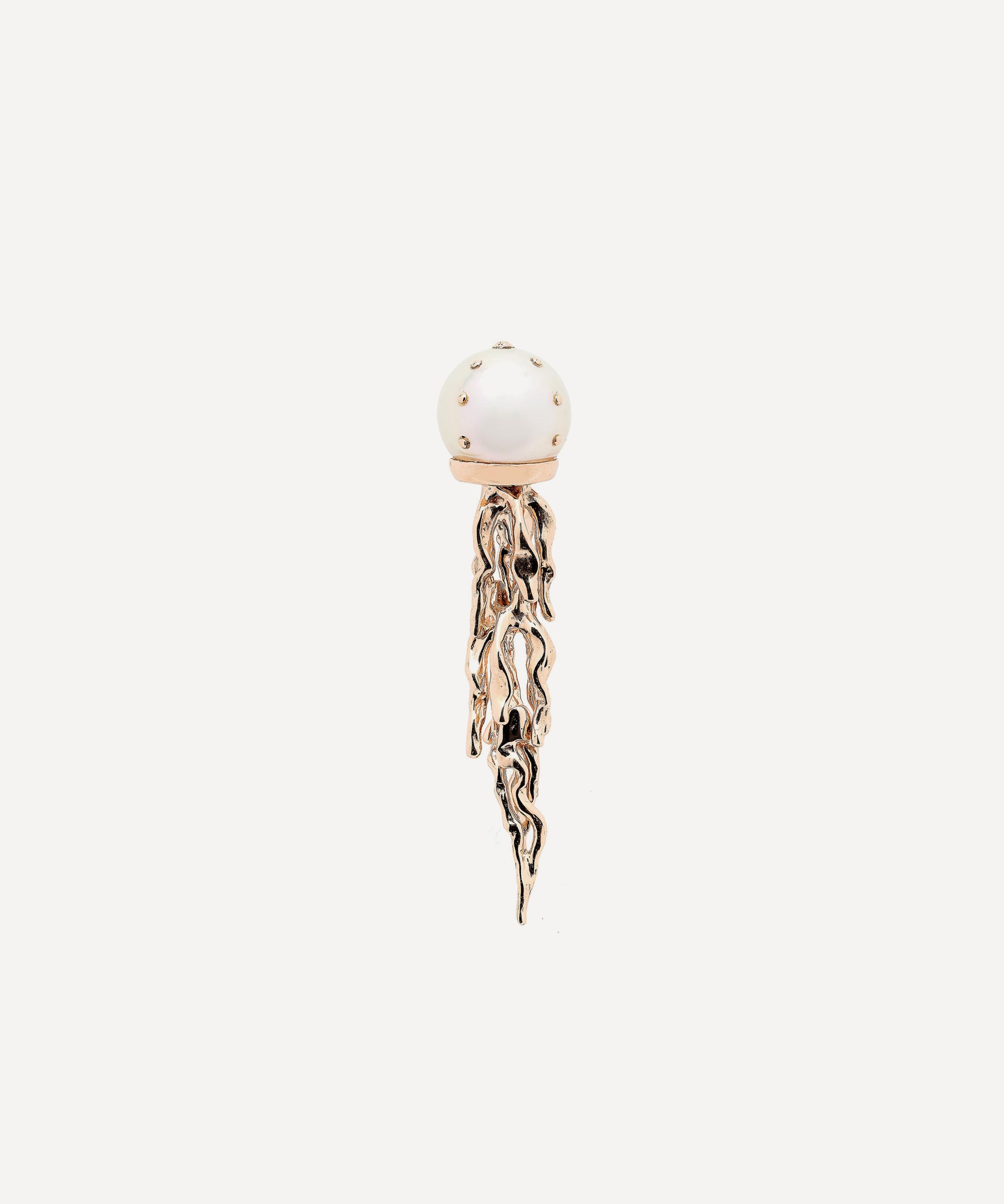 Bibi Van Der Velden 18ct Rose Gold Jellyfish White Pearl Drop Earring In Gold