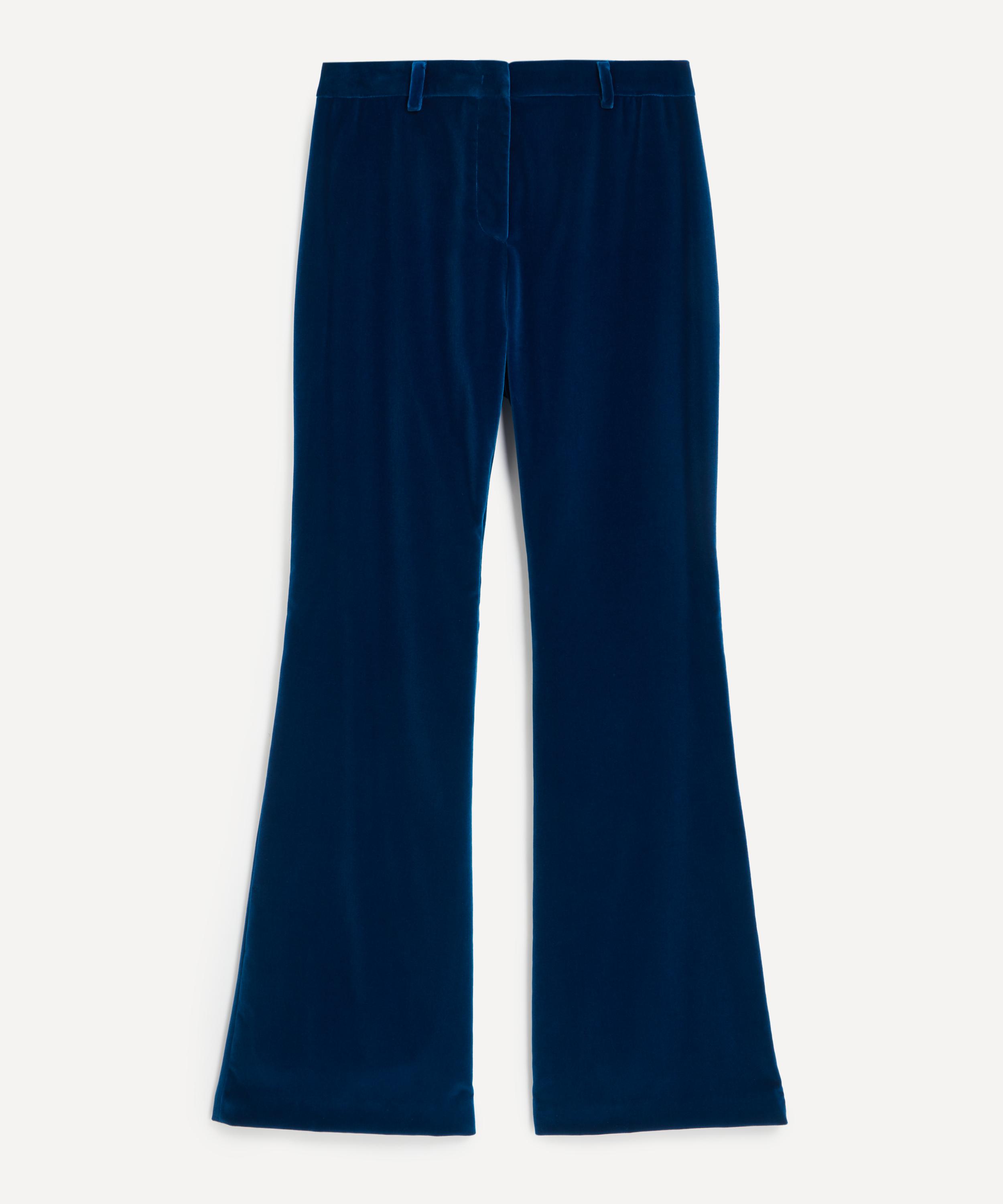 Etro Women's Electric Blue Velvet Trousers In Blue