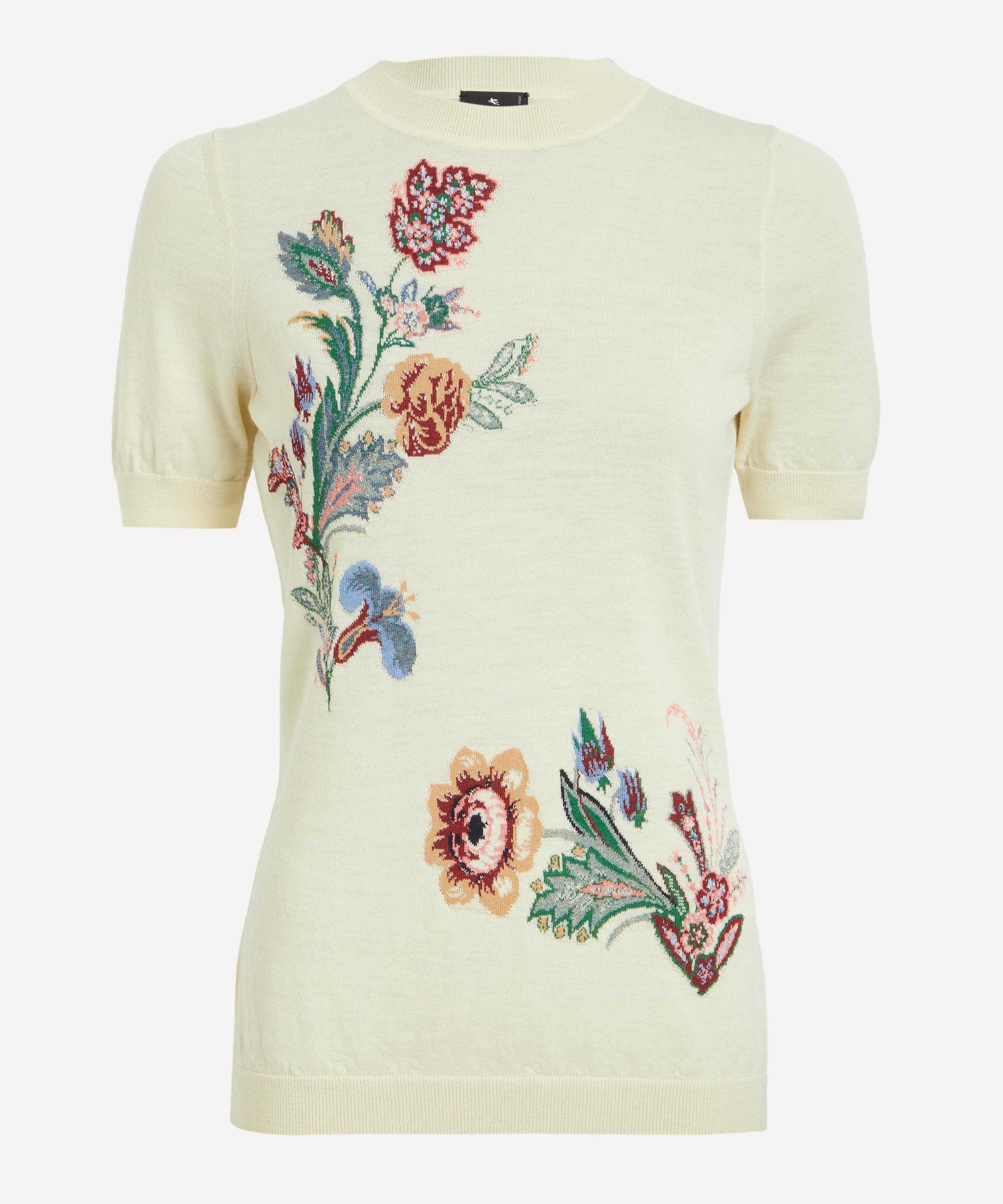 Etro Women's Floral Wool-blend Jacquard Top In White