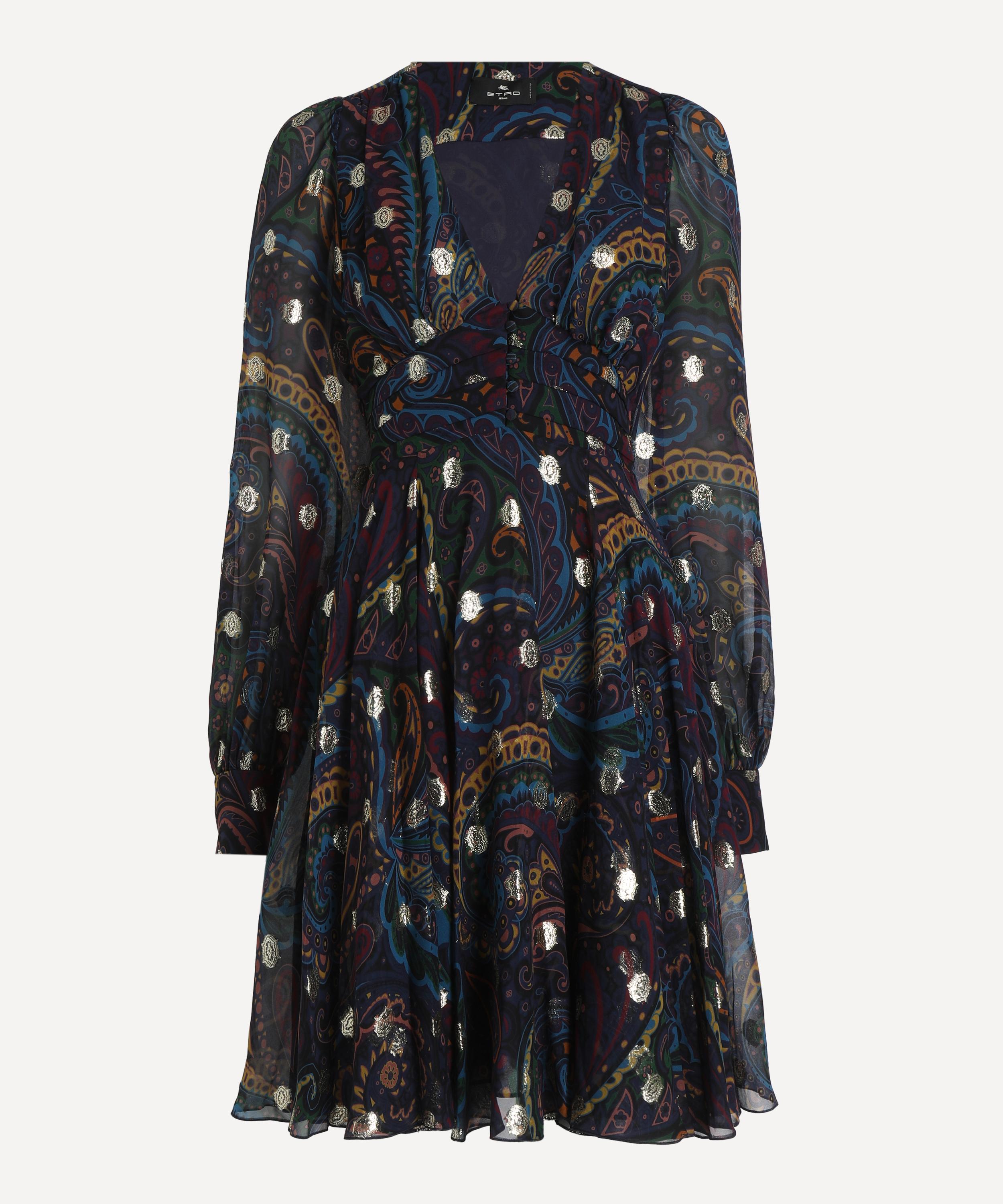 Etro Women's Paisley Print Silk Mini Dress In Blue