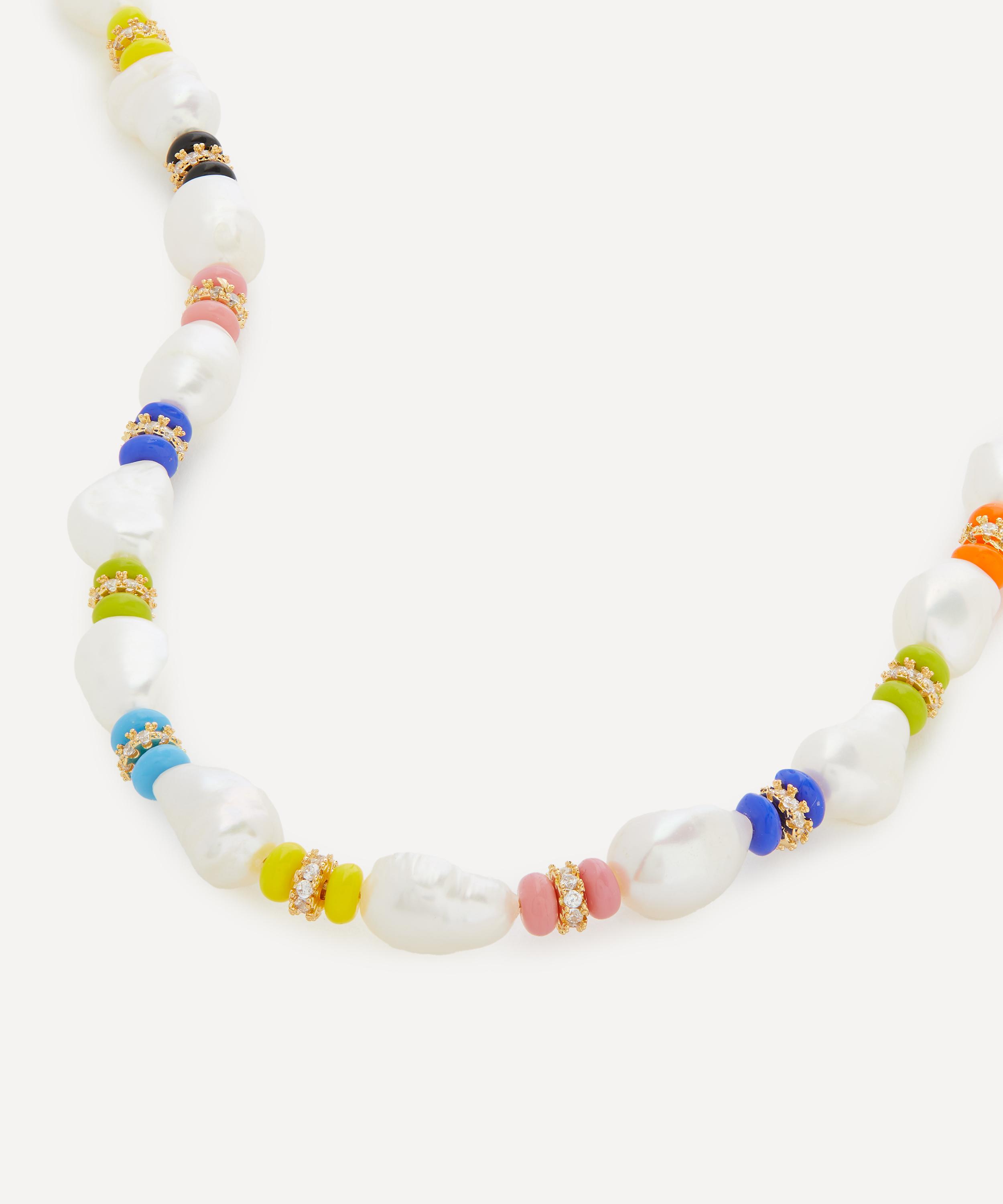 Martha Calvo Venetian Freshwater Pearl Beaded Necklace In Gold