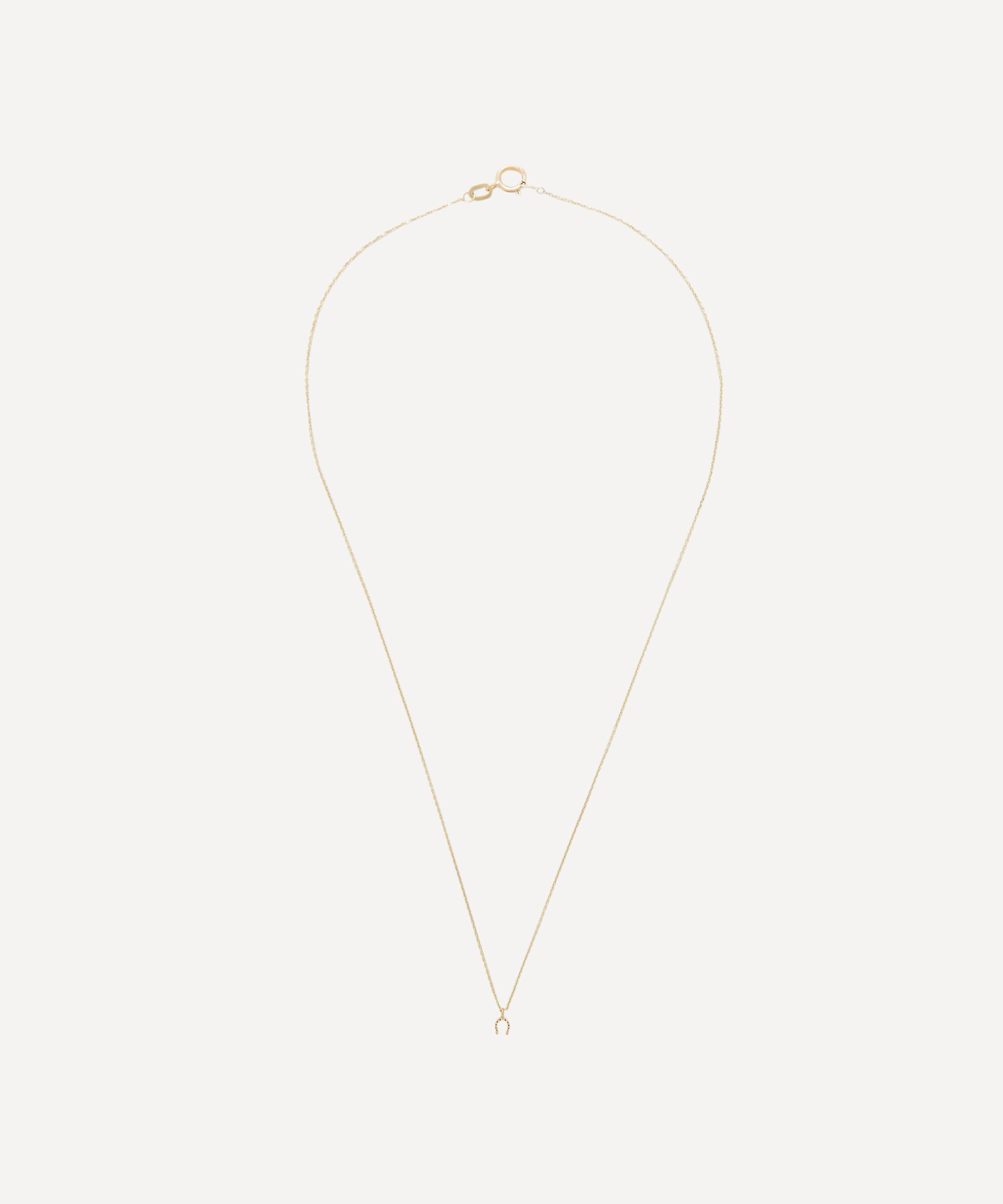 Aurum + Grey 9ct Gold Unity Horseshoe Charm Chain Necklace In Gold