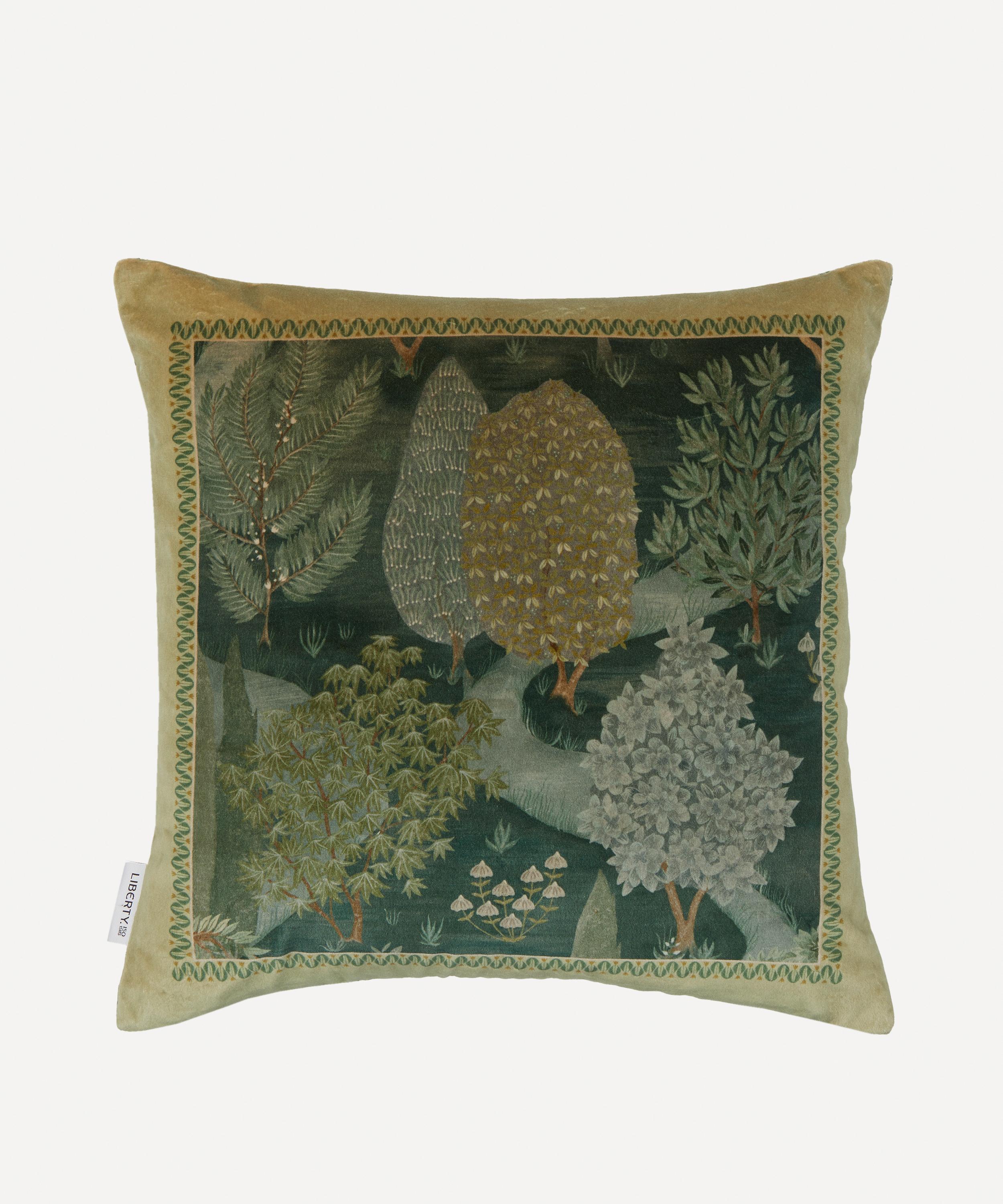 Liberty Persian Gardens Velvet Cushion In Green