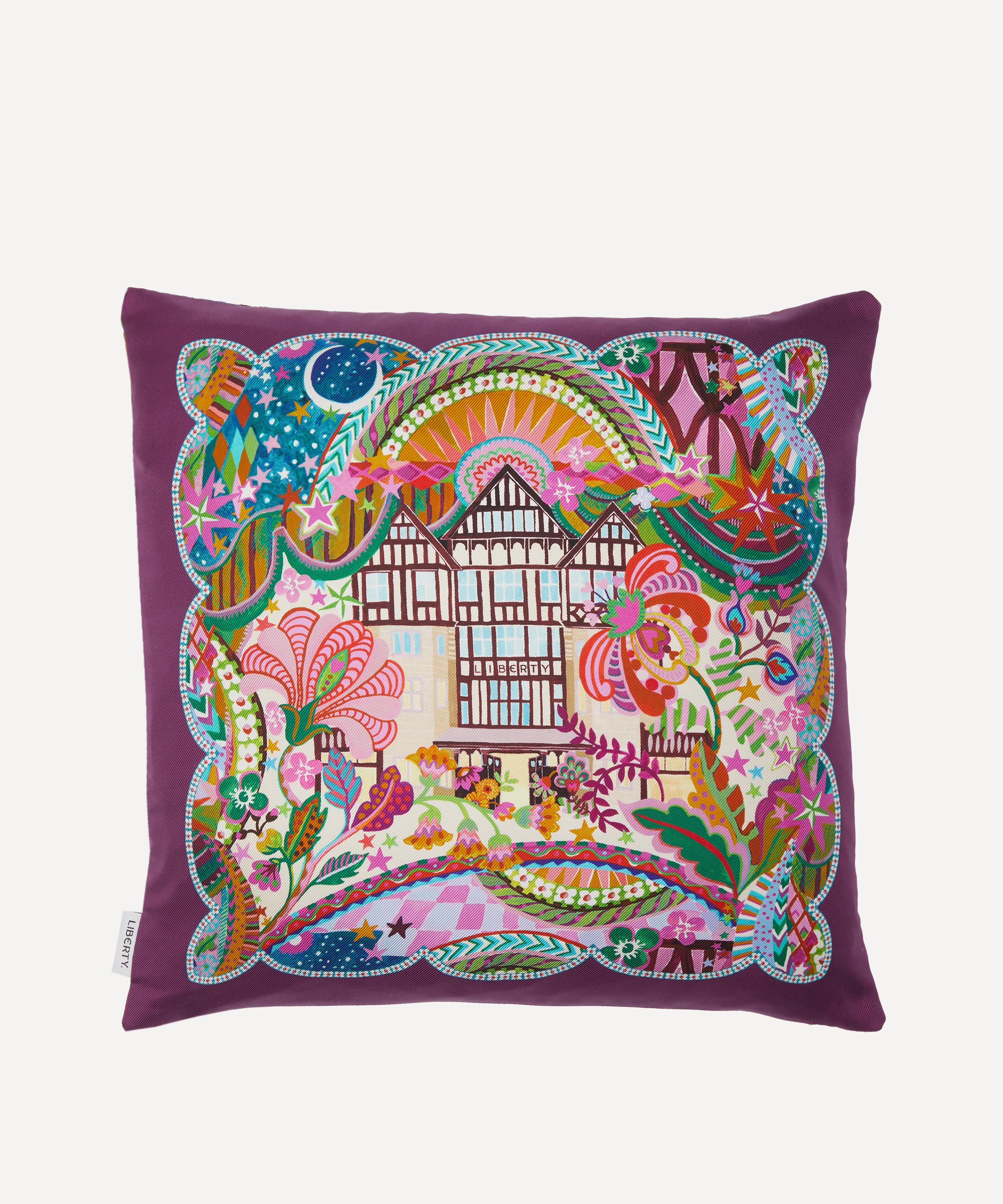 Liberty The  Stage Square Silk Cushion In Multi