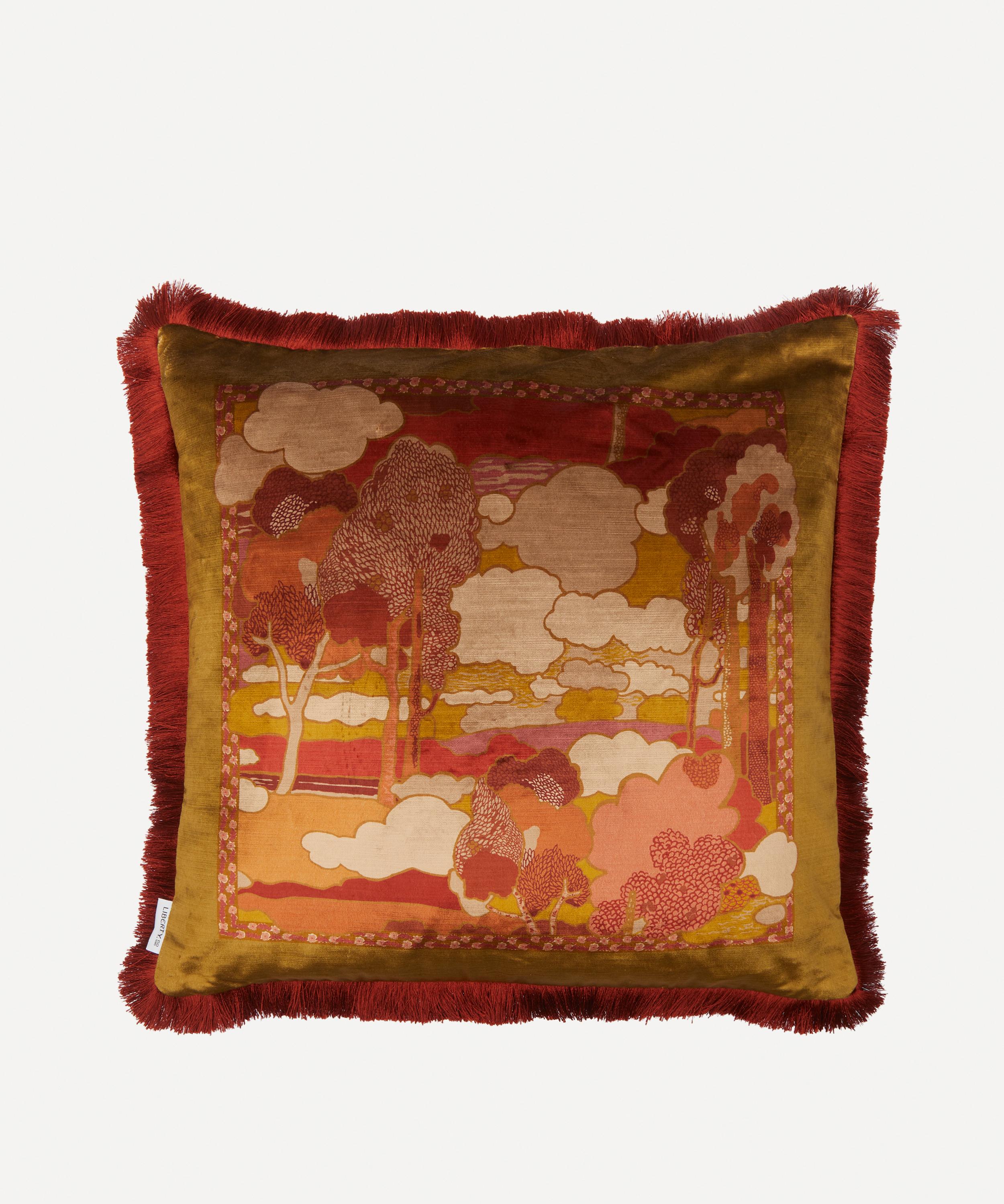 Liberty Prospect Road Velvet Cushion In Brown