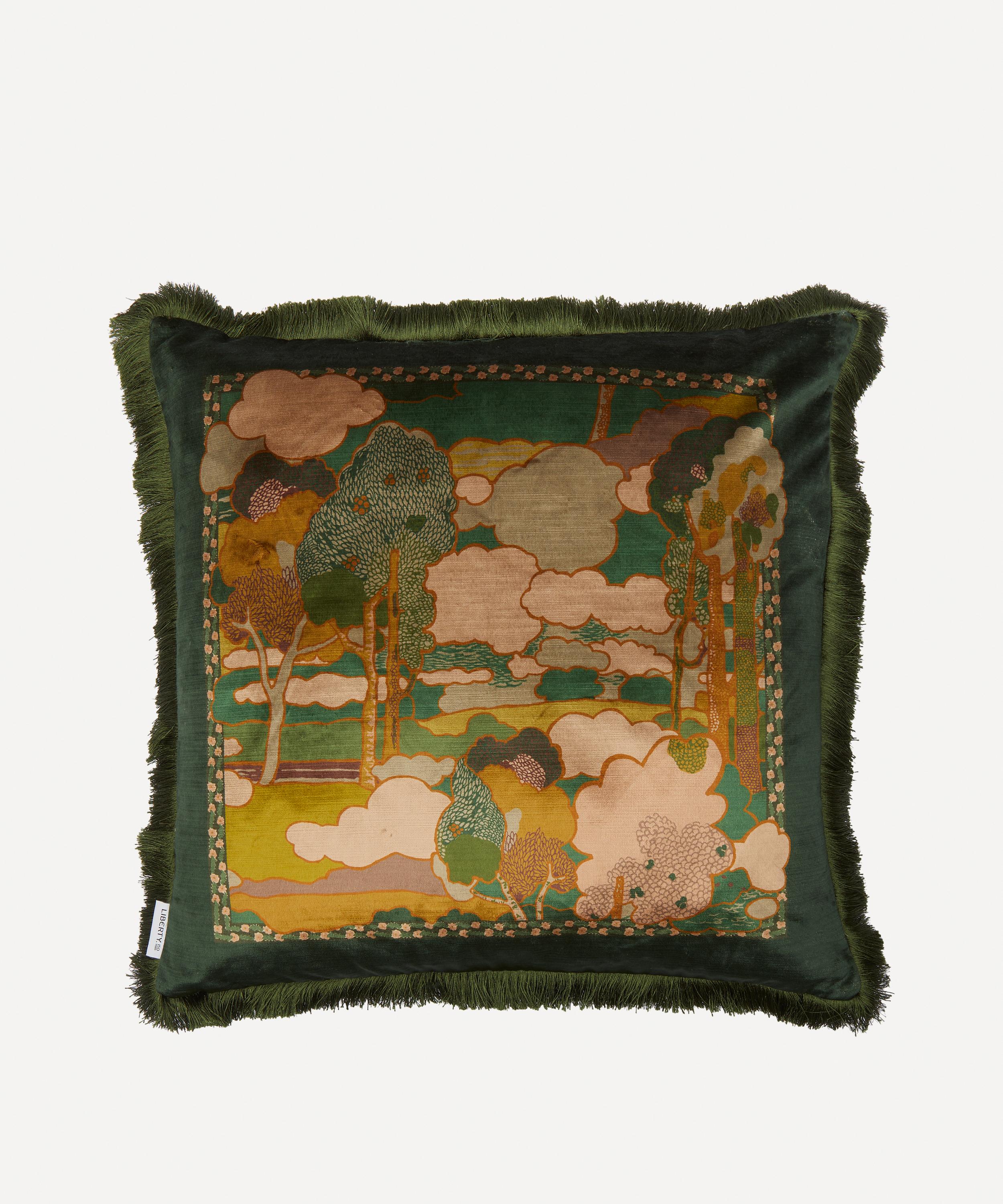 Liberty Prospect Road Velvet Cushion In Green