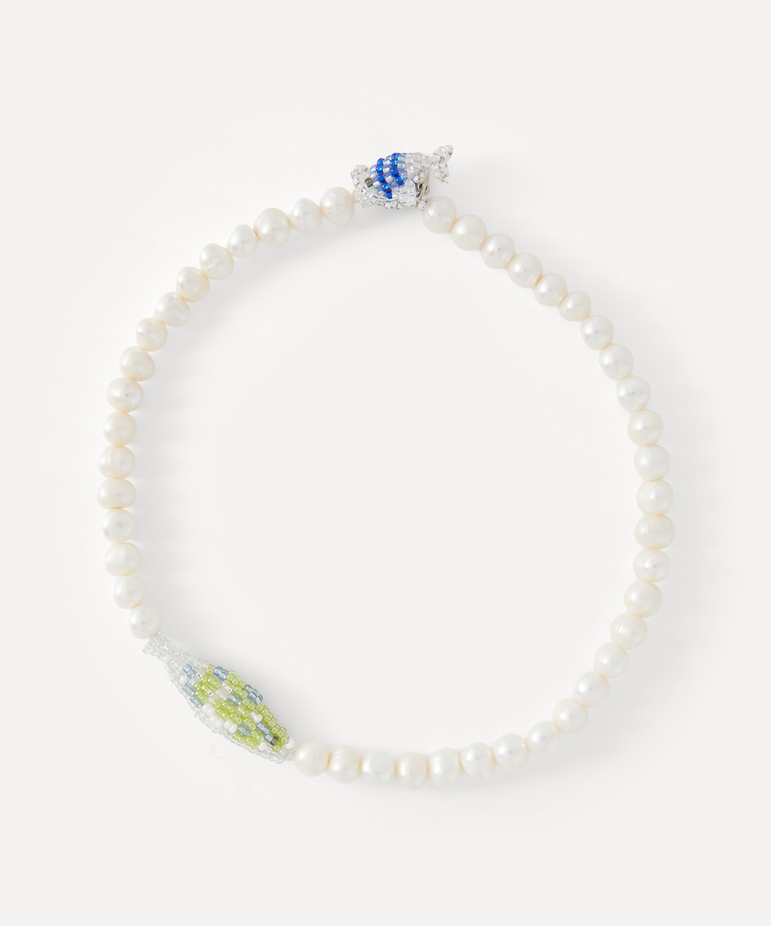 Pura Utz Beaded Fish Pearl Necklace In White