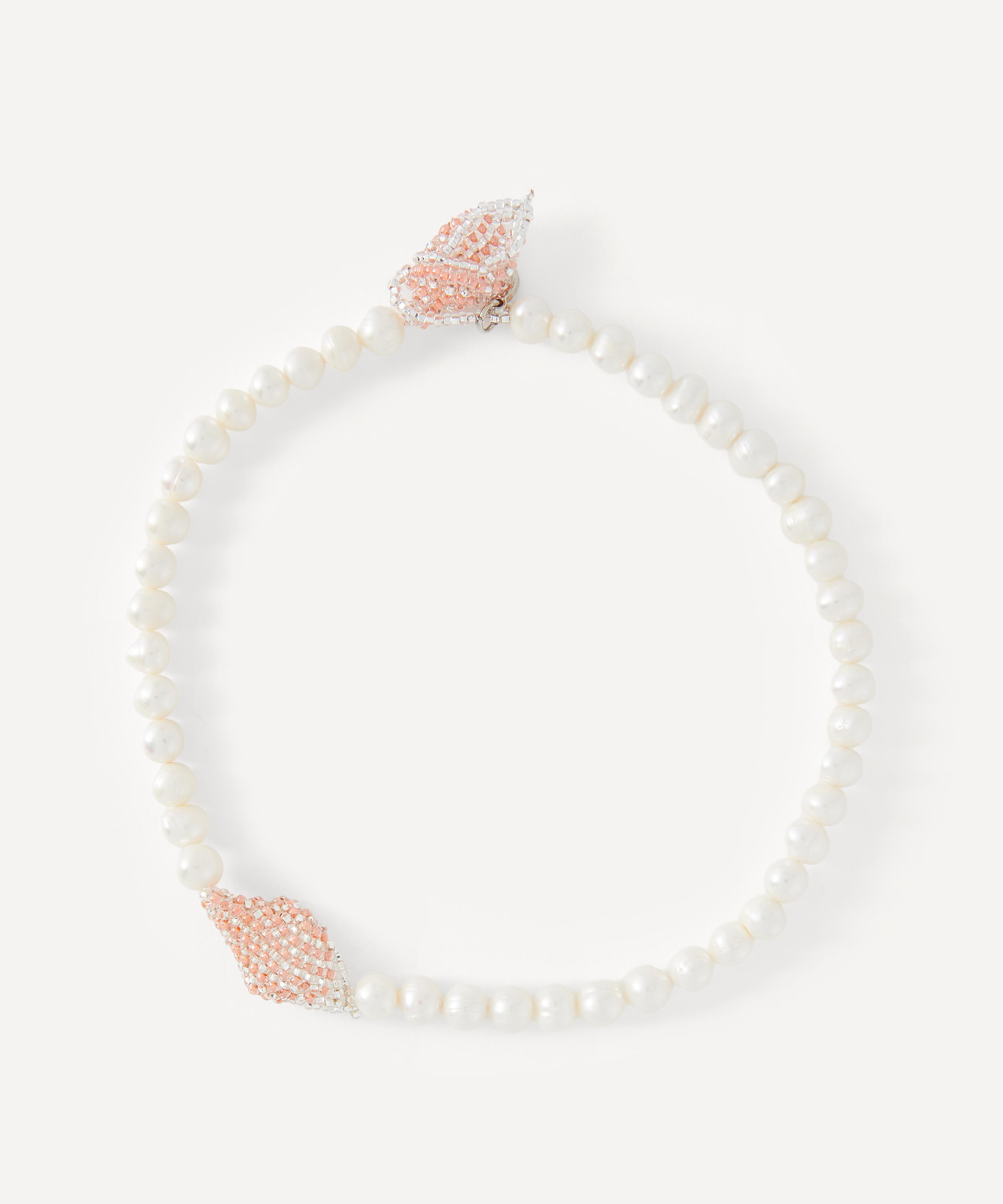 Pura Utz Beaded Shell Pearl Necklace In White