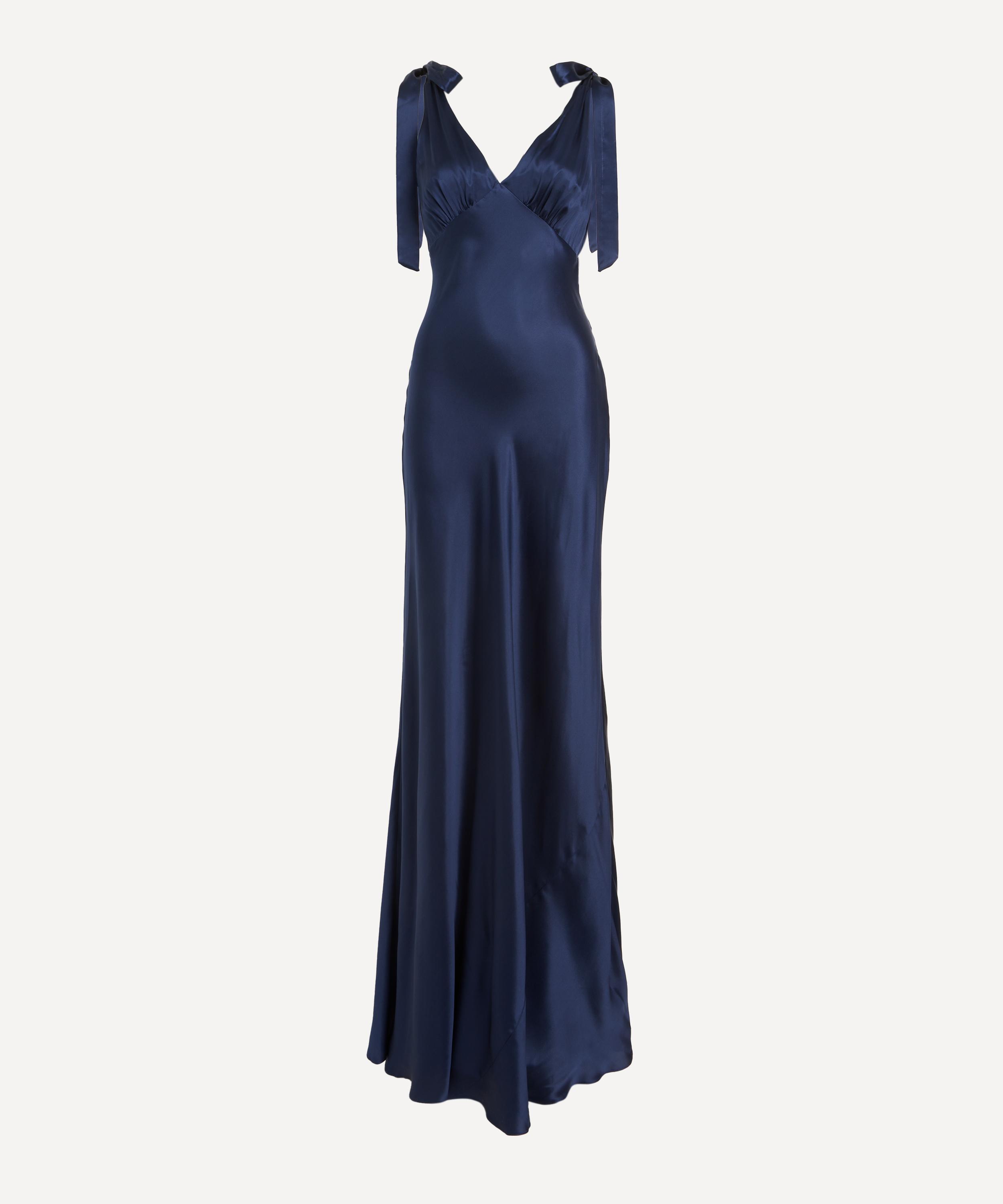 Reformation Petites Daniela Silk Dress In Blue