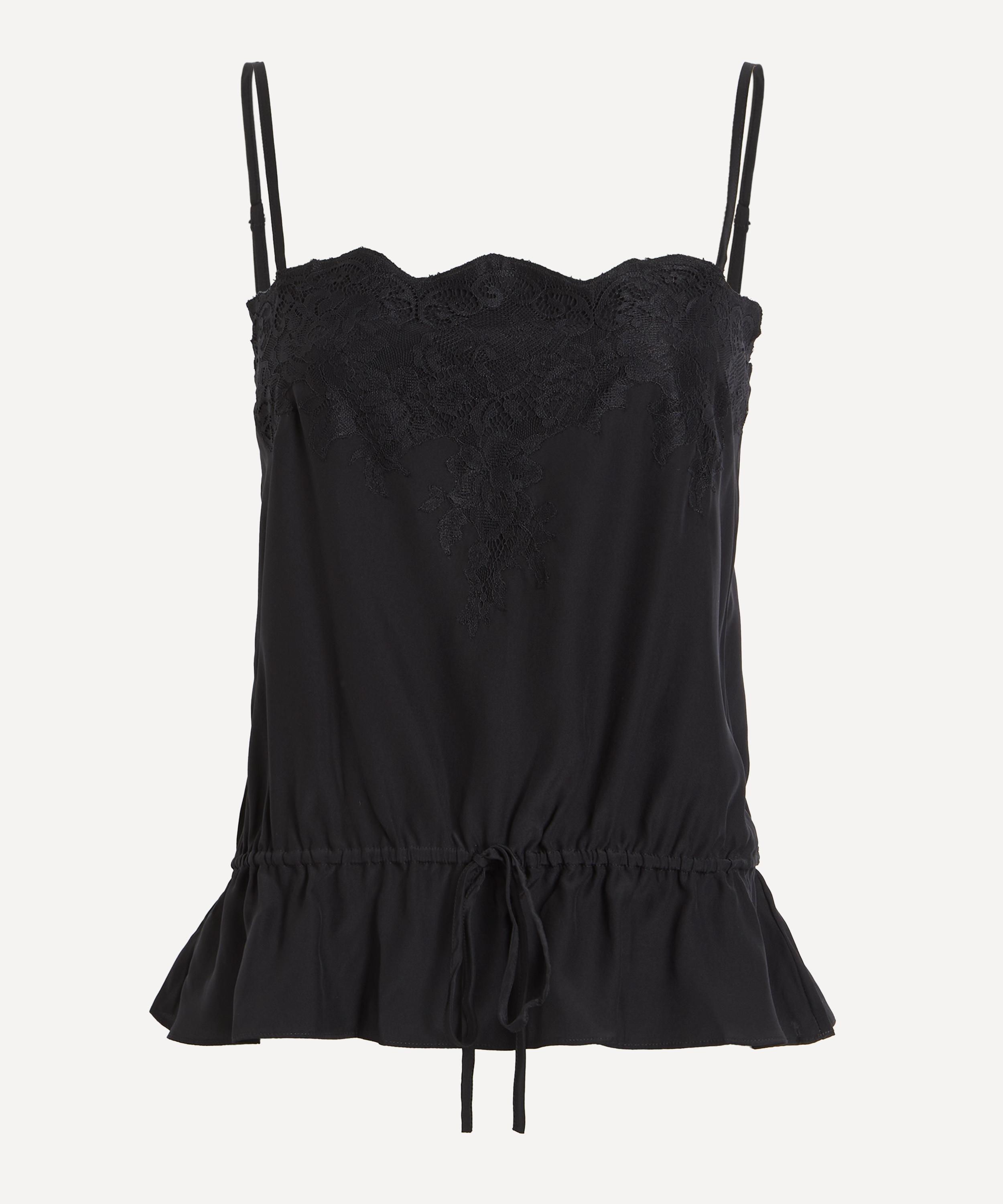 Reformation Silvia Silk Top Black In Black