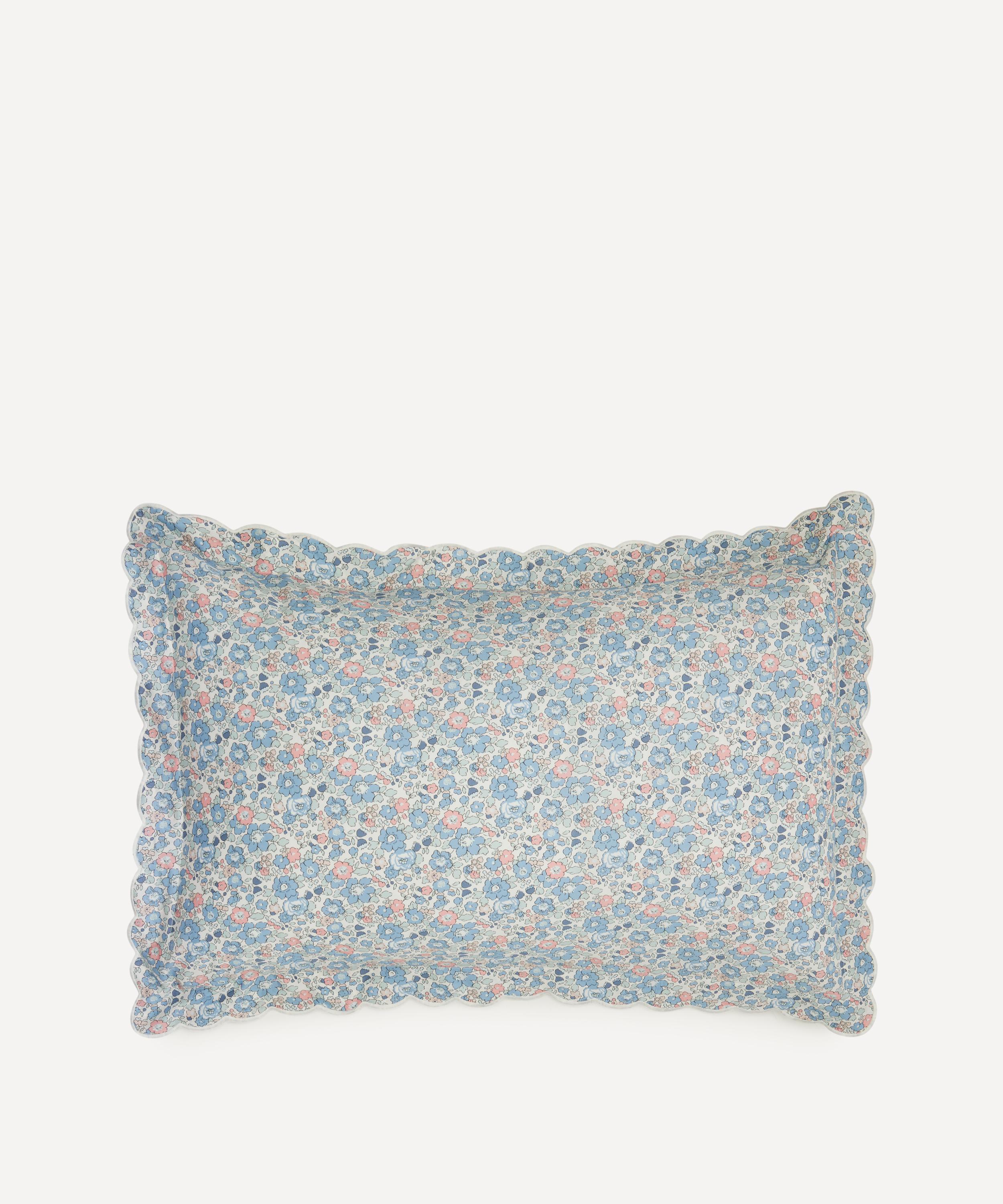 Liberty Betsy Tana Lawn Cotton Scalloped Edge Standard Pillowcase In Blue