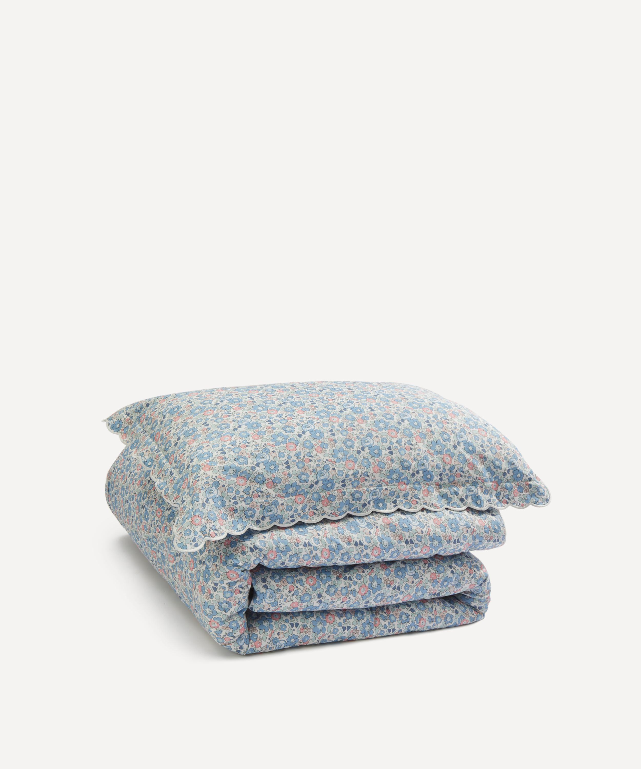 Liberty Betsy Tana Lawn Cotton Scalloped Edge Single Duvet Cover Set In Blue