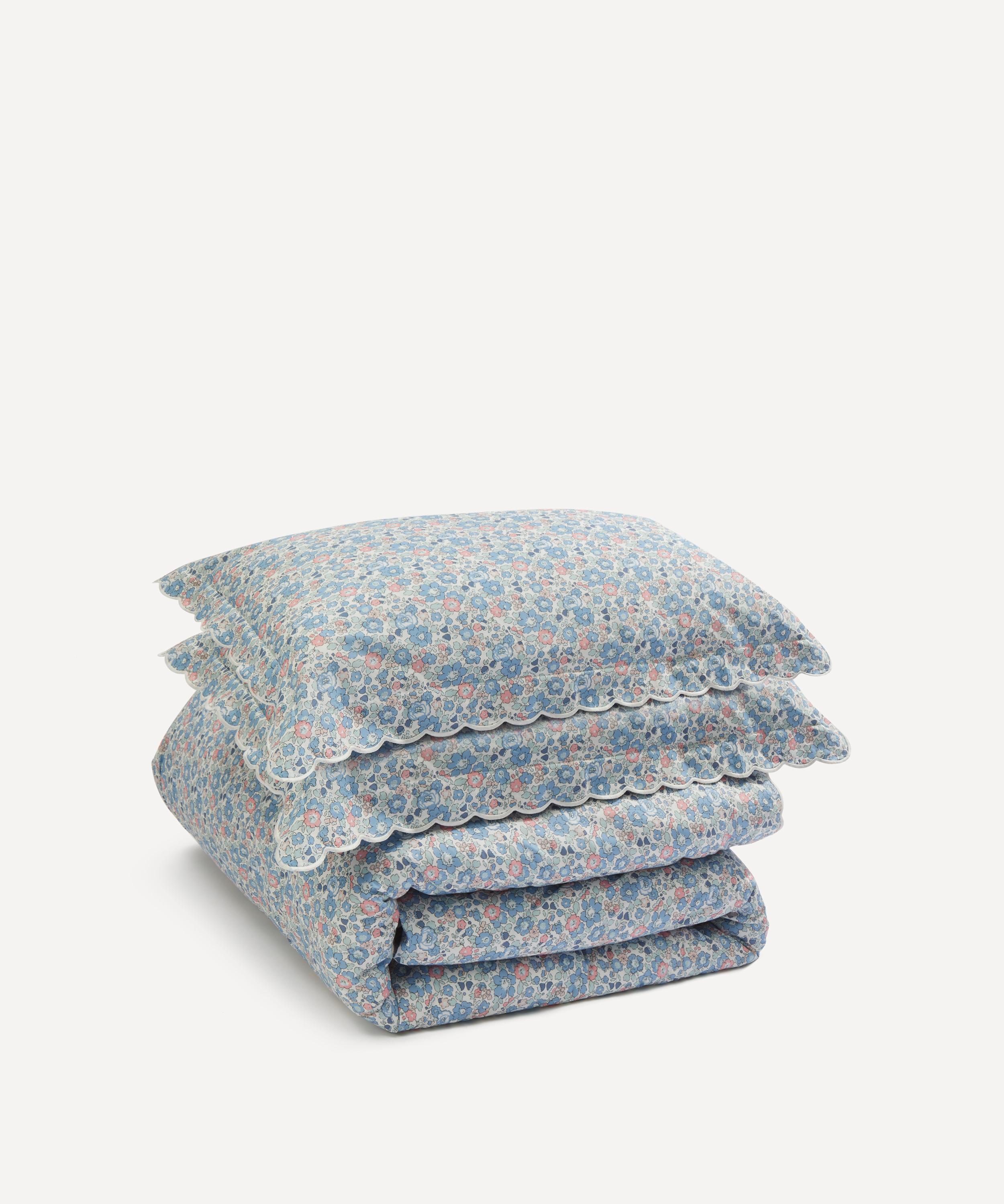Liberty Betsy Tana Lawn Cotton Scalloped Edge Single Duvet Cover Set In Blue