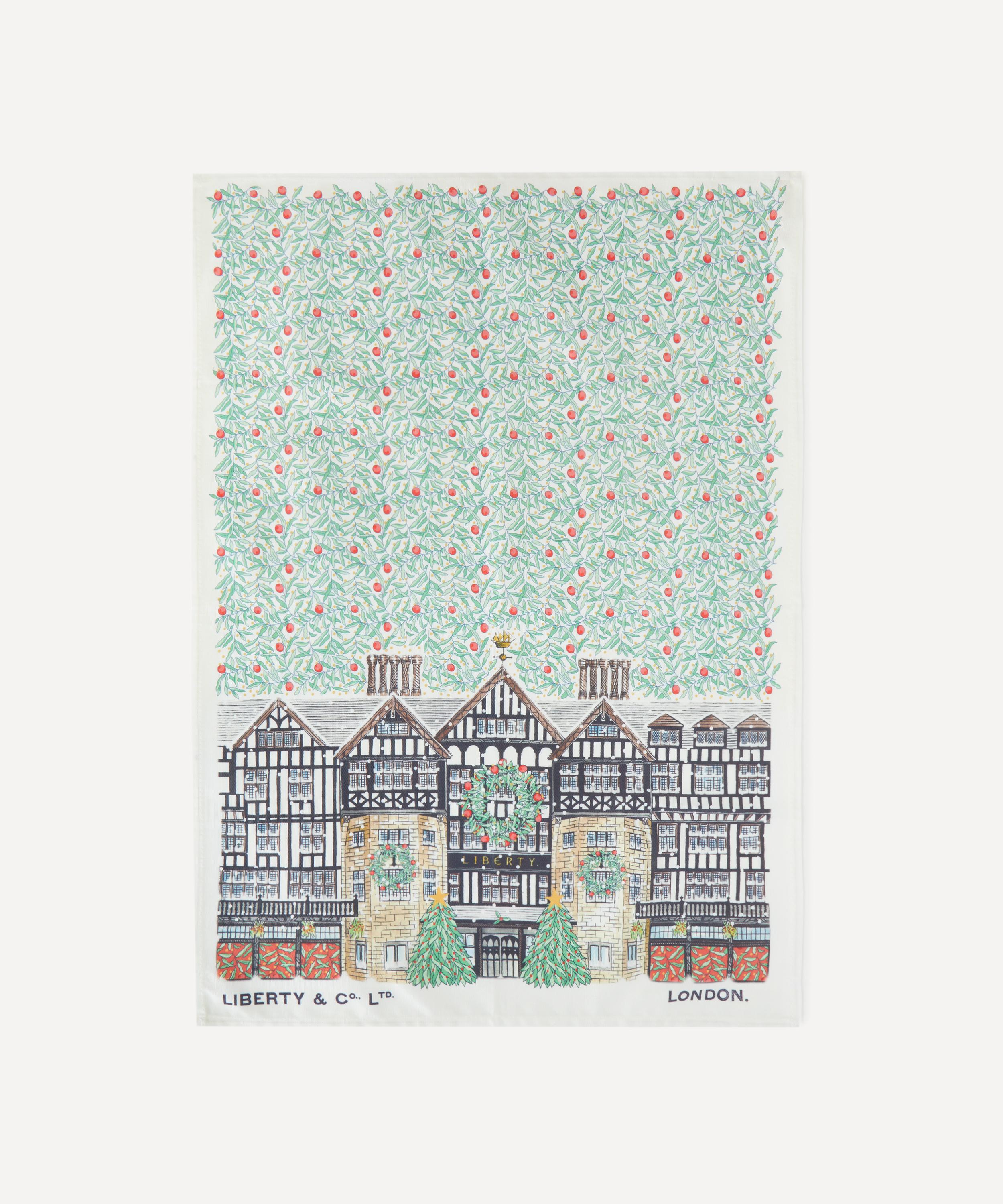 Liberty Christmas  Tea Towel In Blue