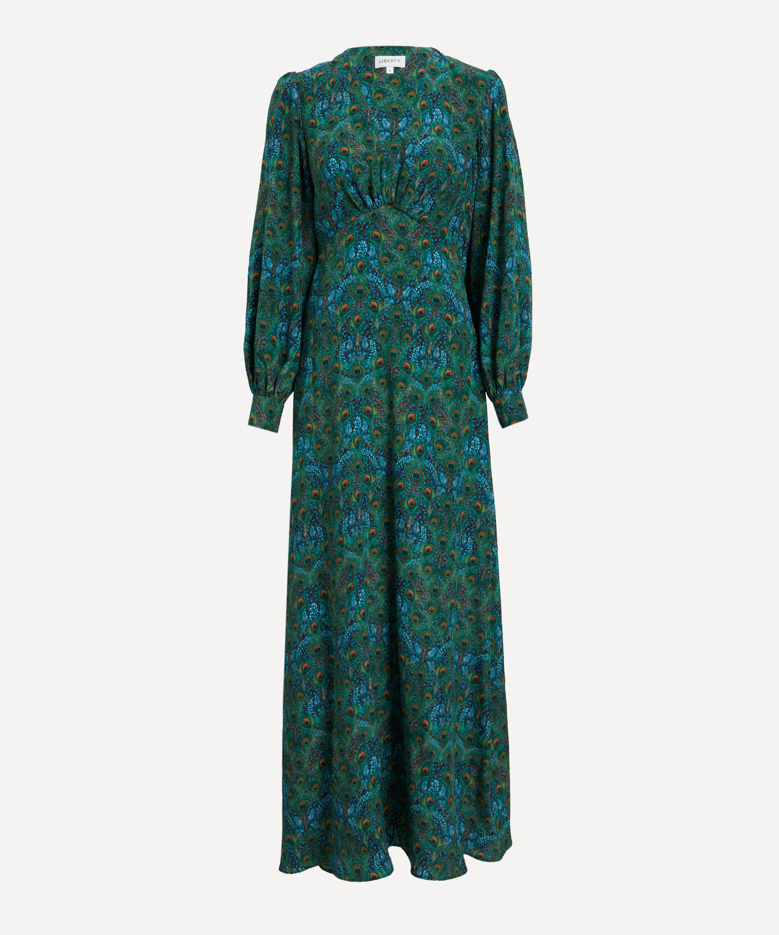 Liberty Women's Peacock Manor Jacquard Silk Soiree Dress In Green
