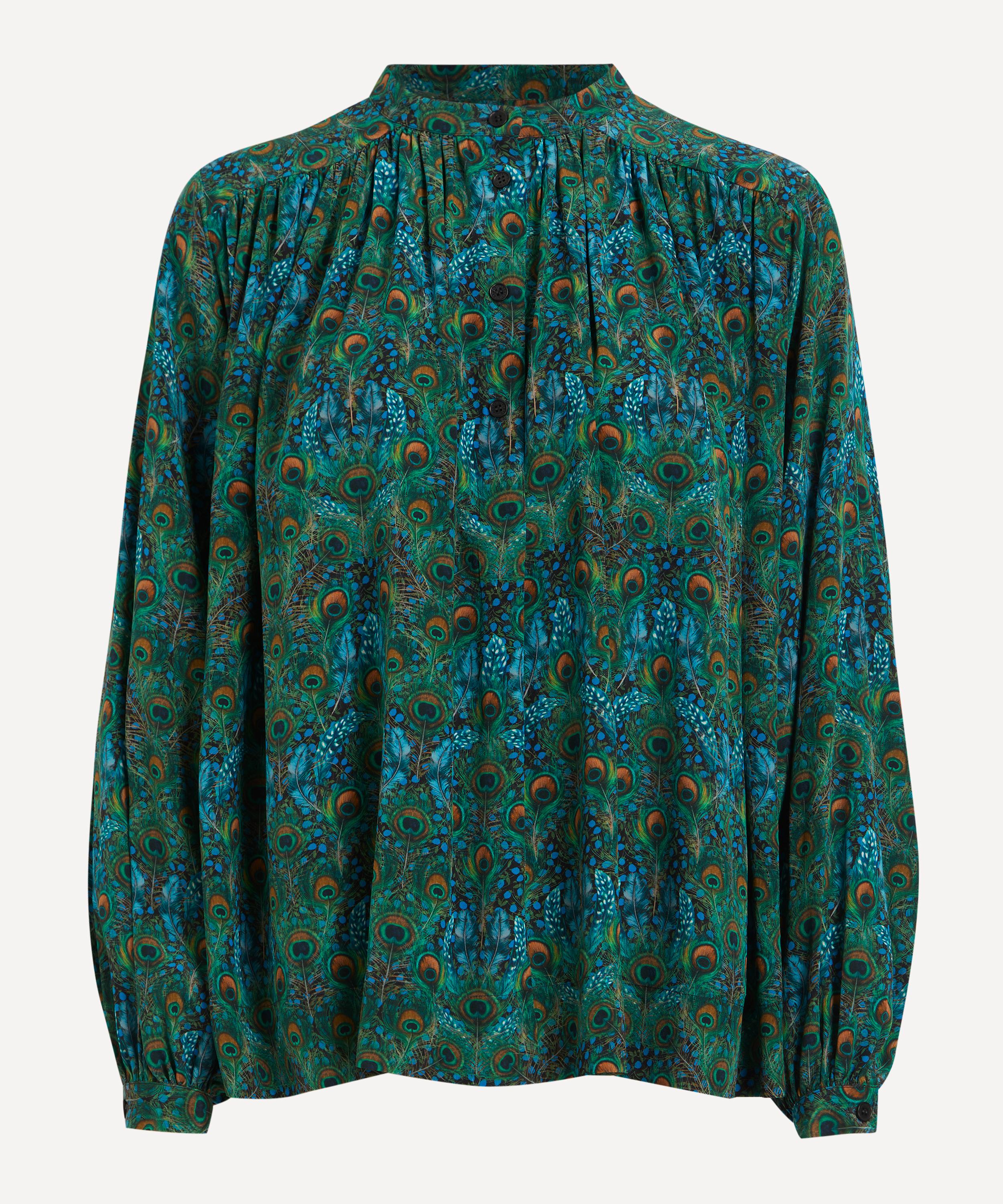 Liberty Women's Peacock Manor Silk Boho Shirt In Green