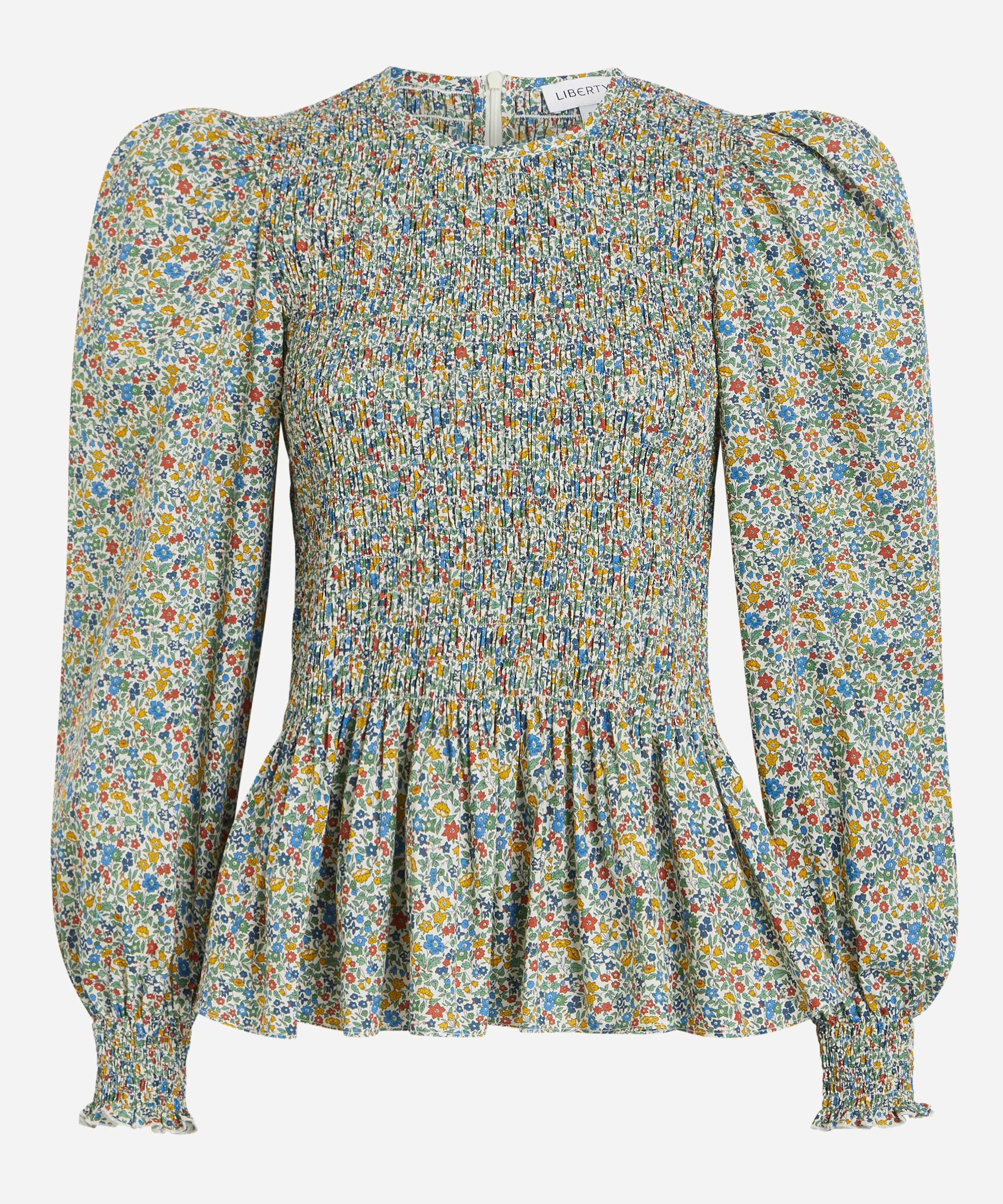 Liberty Women's Ava Tana Lawn Smock Blouse In Green