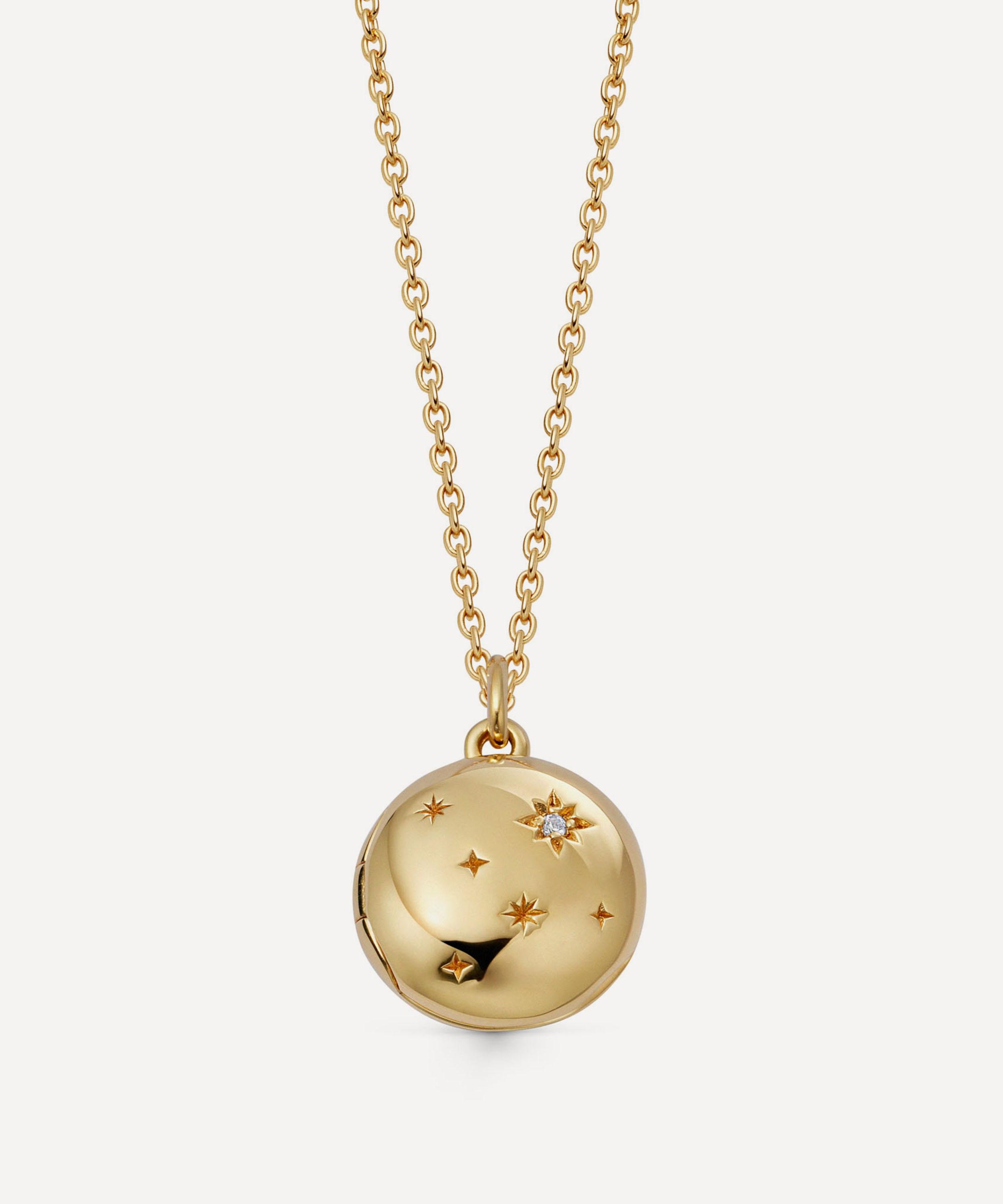 Astley Clarke 18ct Gold-plated Vermeil Silver Tiny Star Mini Biography Locket Necklace In Gold