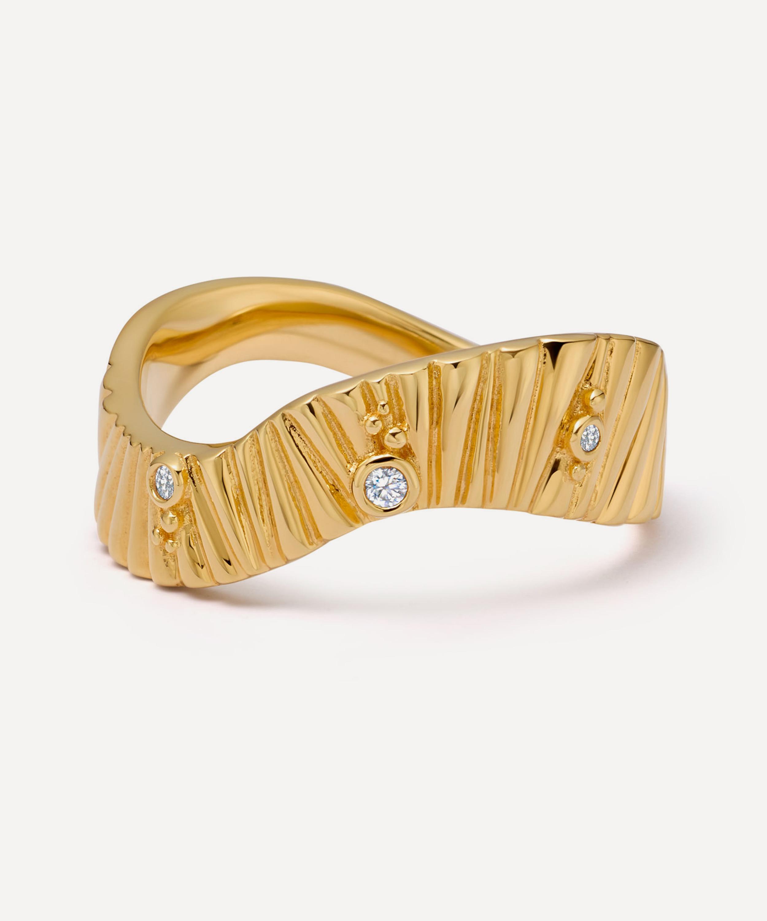 Astley Clarke 18ct Gold-plated Vermeil Silver Raye Ring In Gold