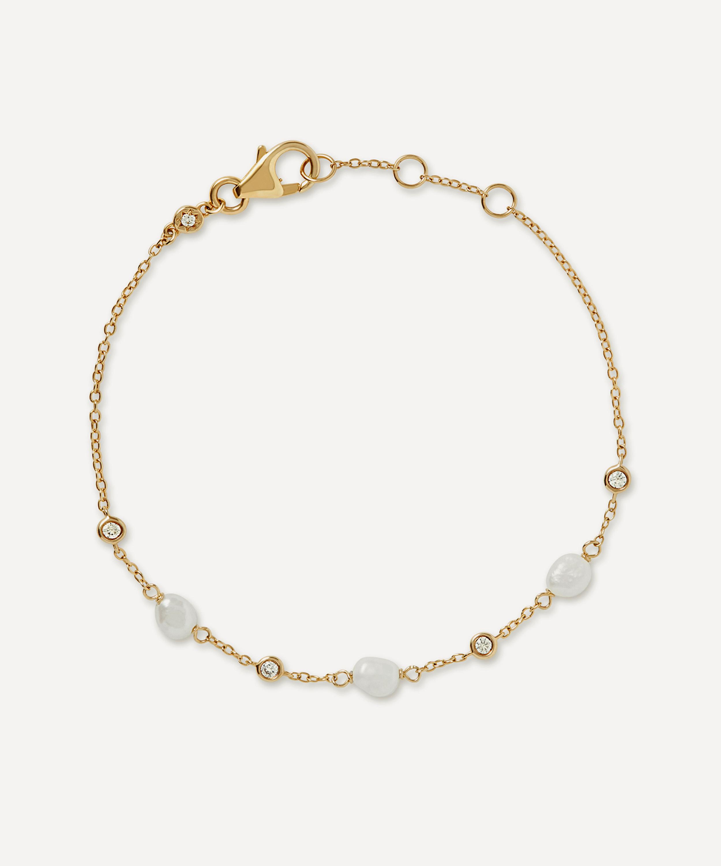 Astley Clarke 18ct Gold-plated Vermeil Silver Pearl And Sapphire Station Bracelet In Gold