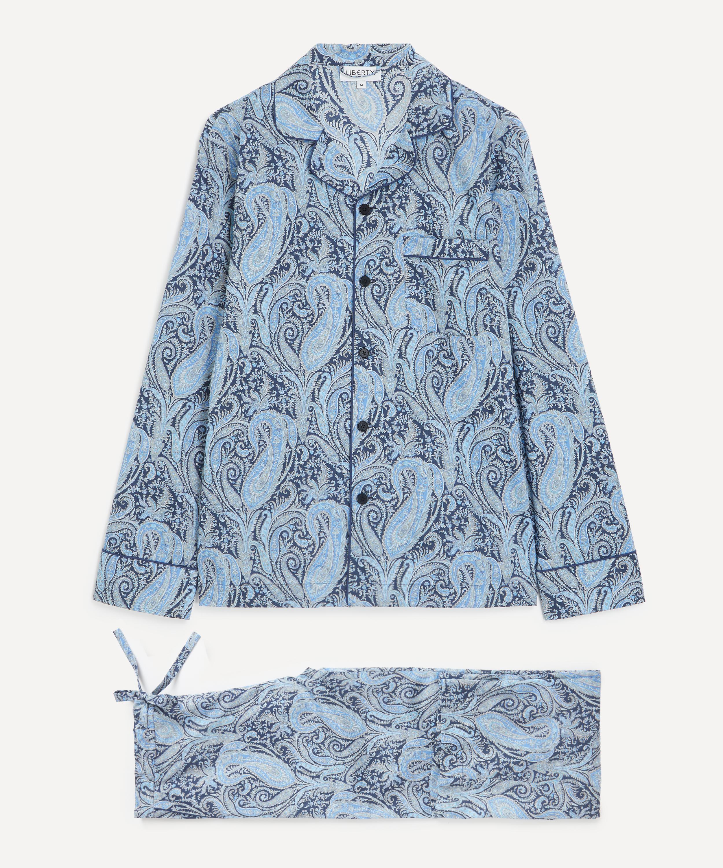 Liberty Mens Felix And Isabelle Tana Lawn Cotton Classic Pyjama Set In Blue