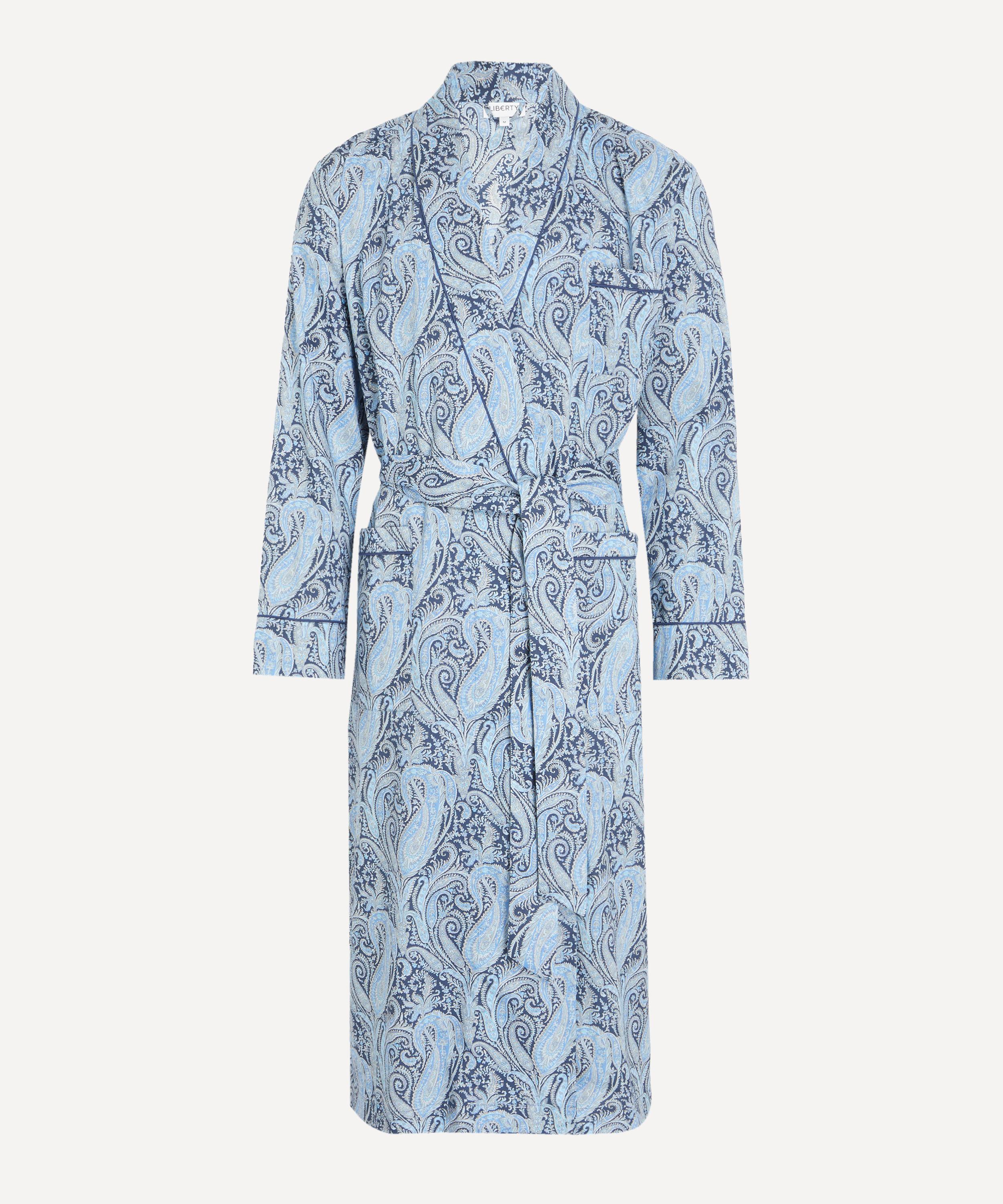 Liberty Mens Felix And Isabelle Tana Lawn Cotton Classic Robe In Blue ...