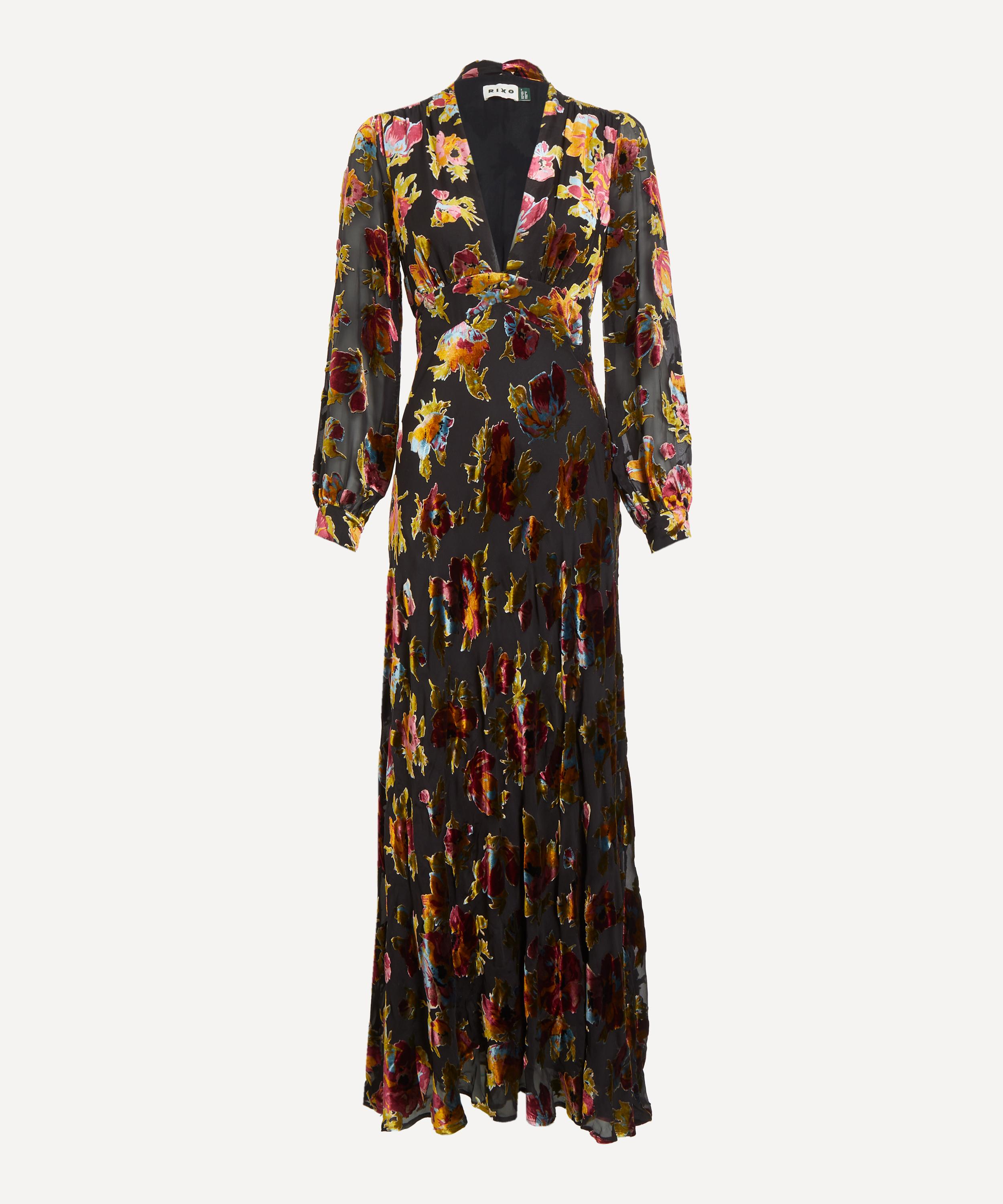 Rixo London Rixo Emory Floral-devoré Chiffon Maxi Dress In Black