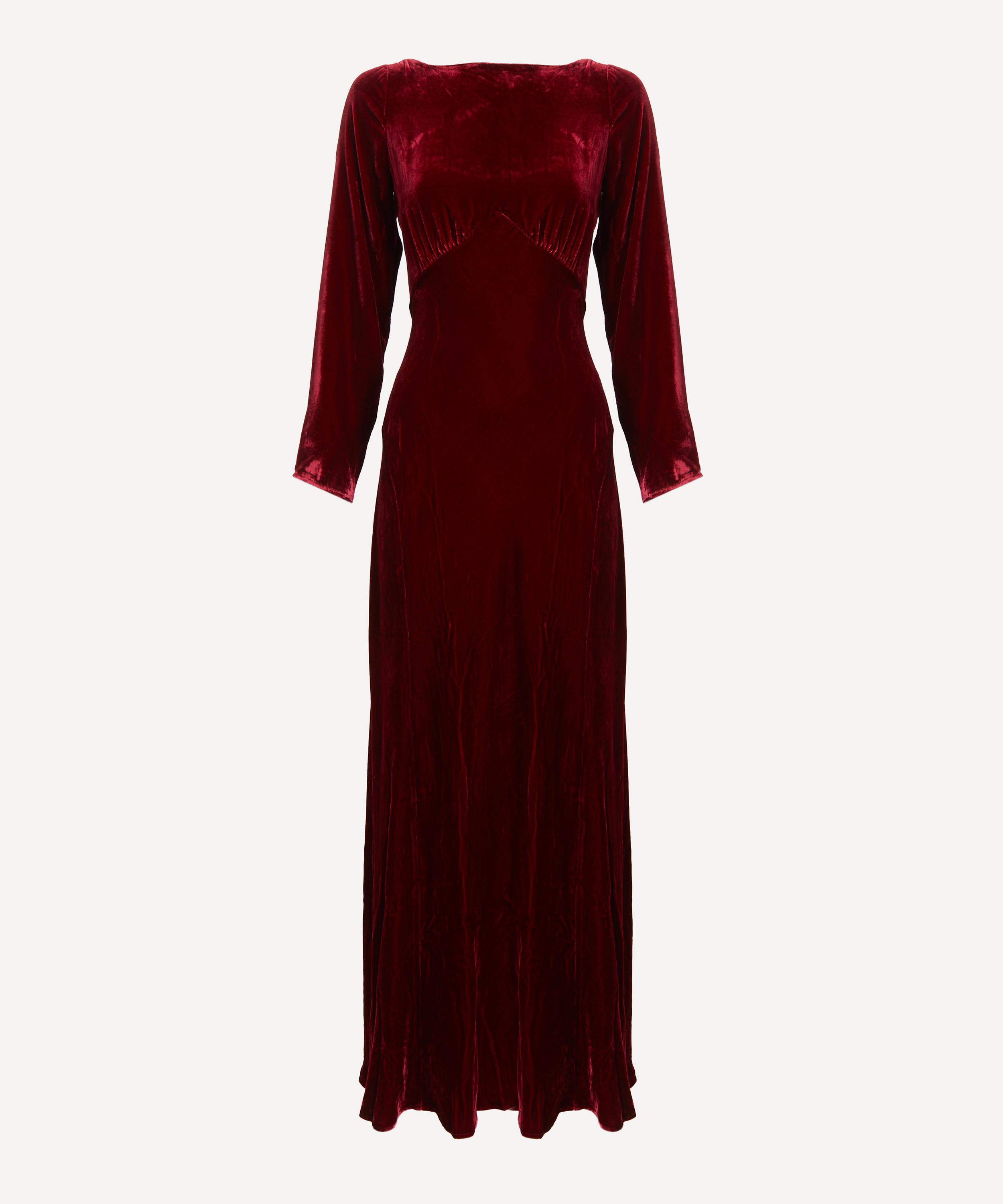 Rixo London Rixo Women's Devina Burgundy Silk-velvet Dress In Multi