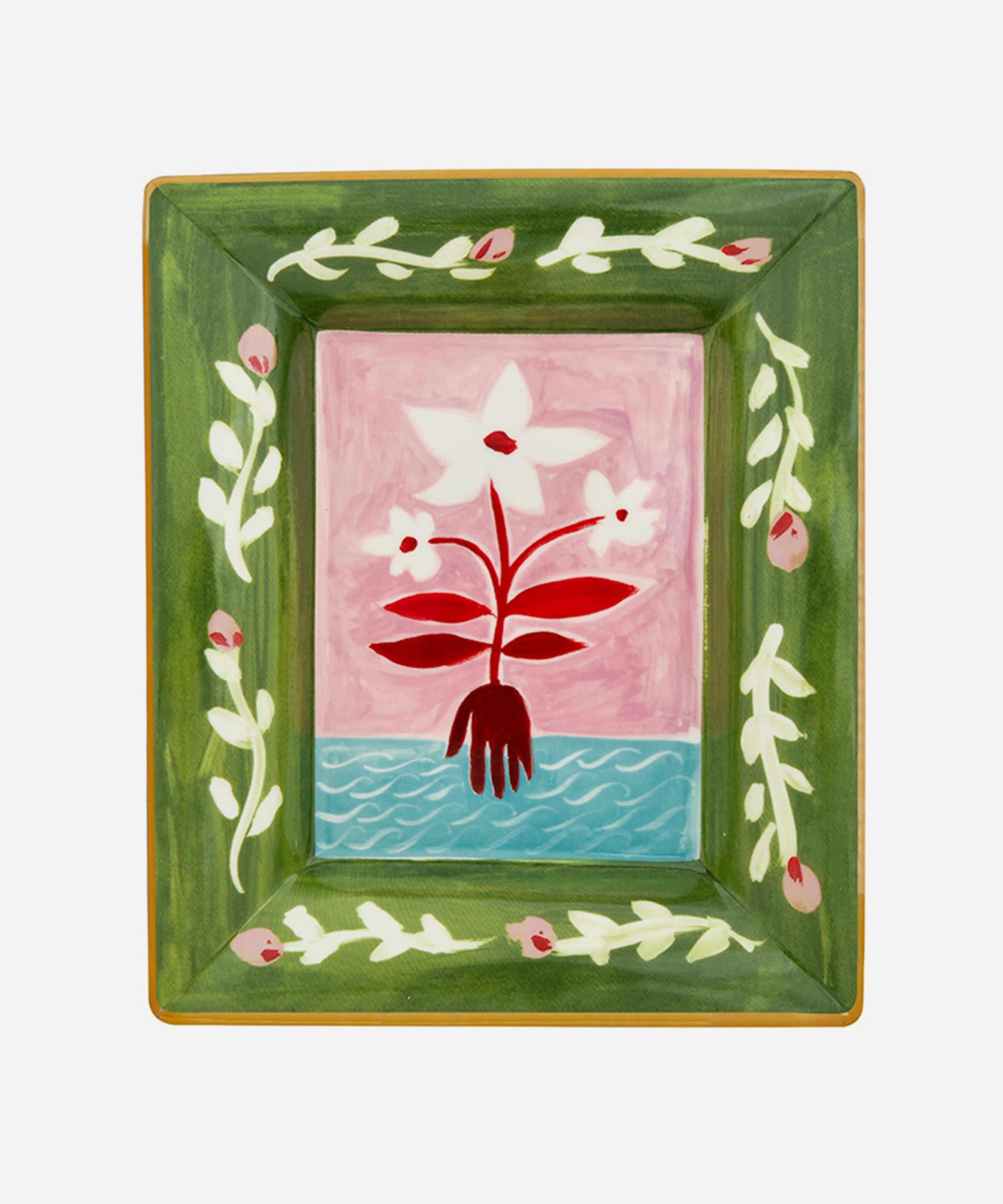 Bitossi White Flowers Empty Pockets Porcelain Tray In Multi