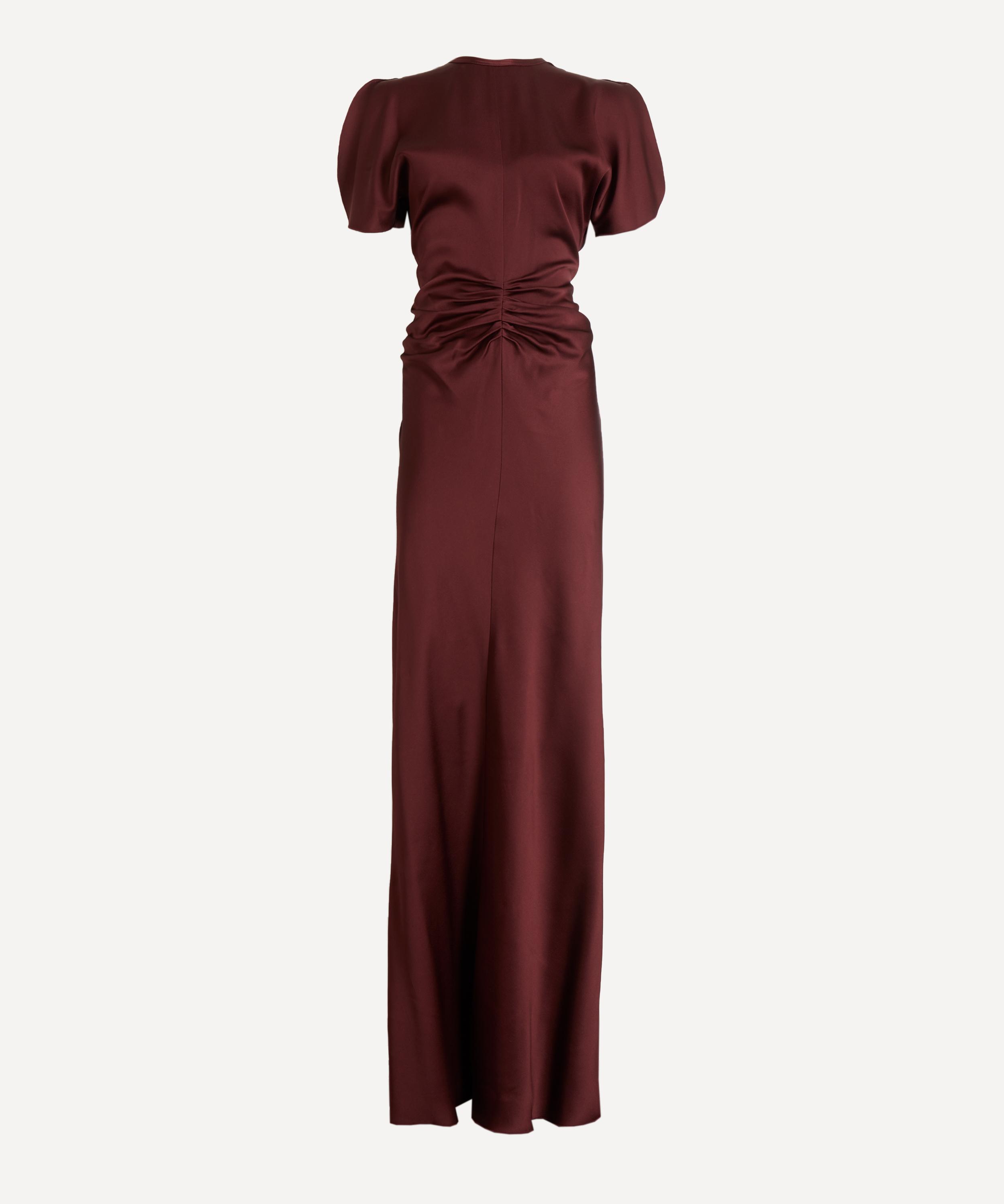 Victoria Beckham Women's Gathered Waist Midi Dress In Burgundy